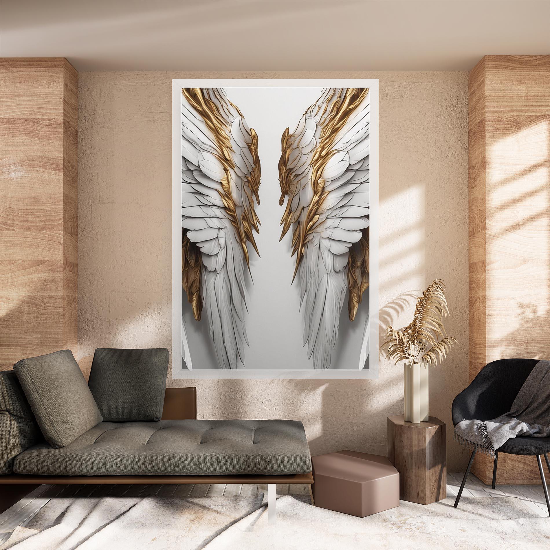 Картина на платно Realistic Gold Angel Wings mockup 8