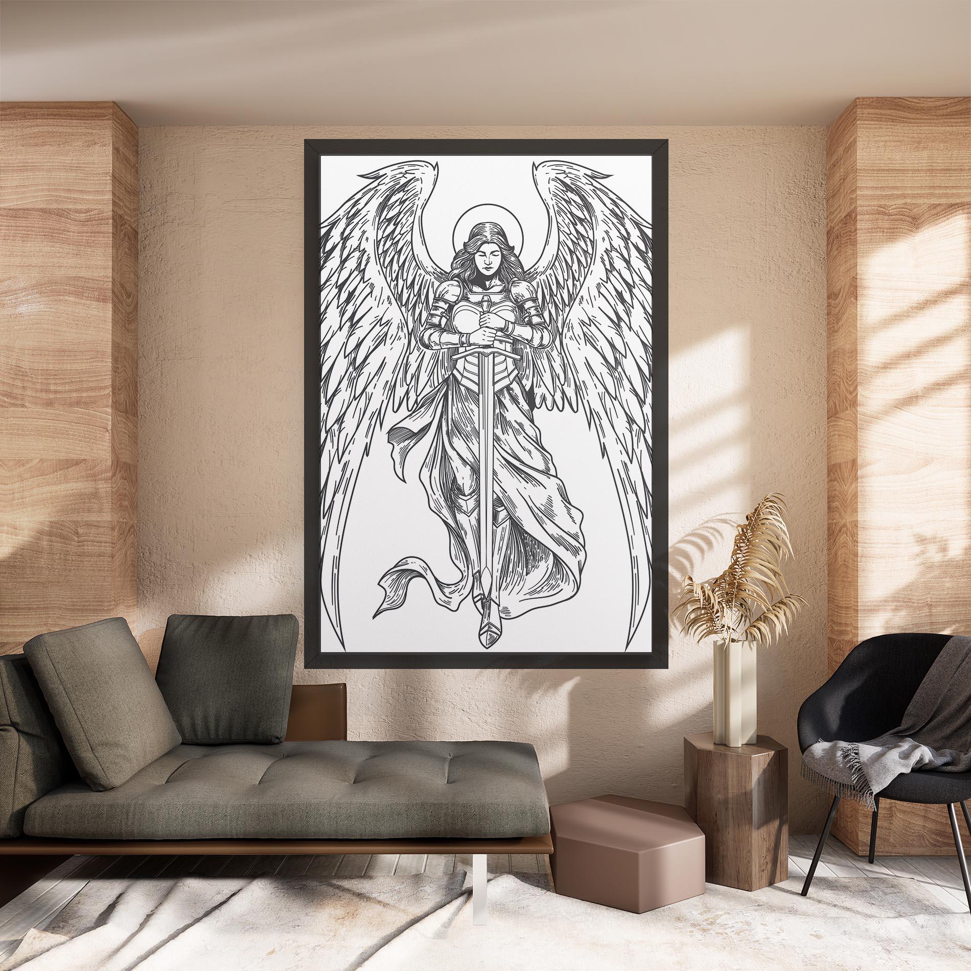 Картина на платно Grey Line Angel mockup 8