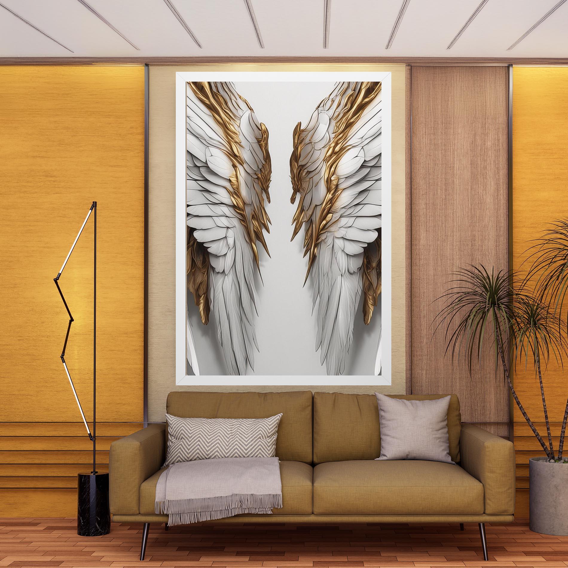 Картина на платно Realistic Gold Angel Wings mockup 9