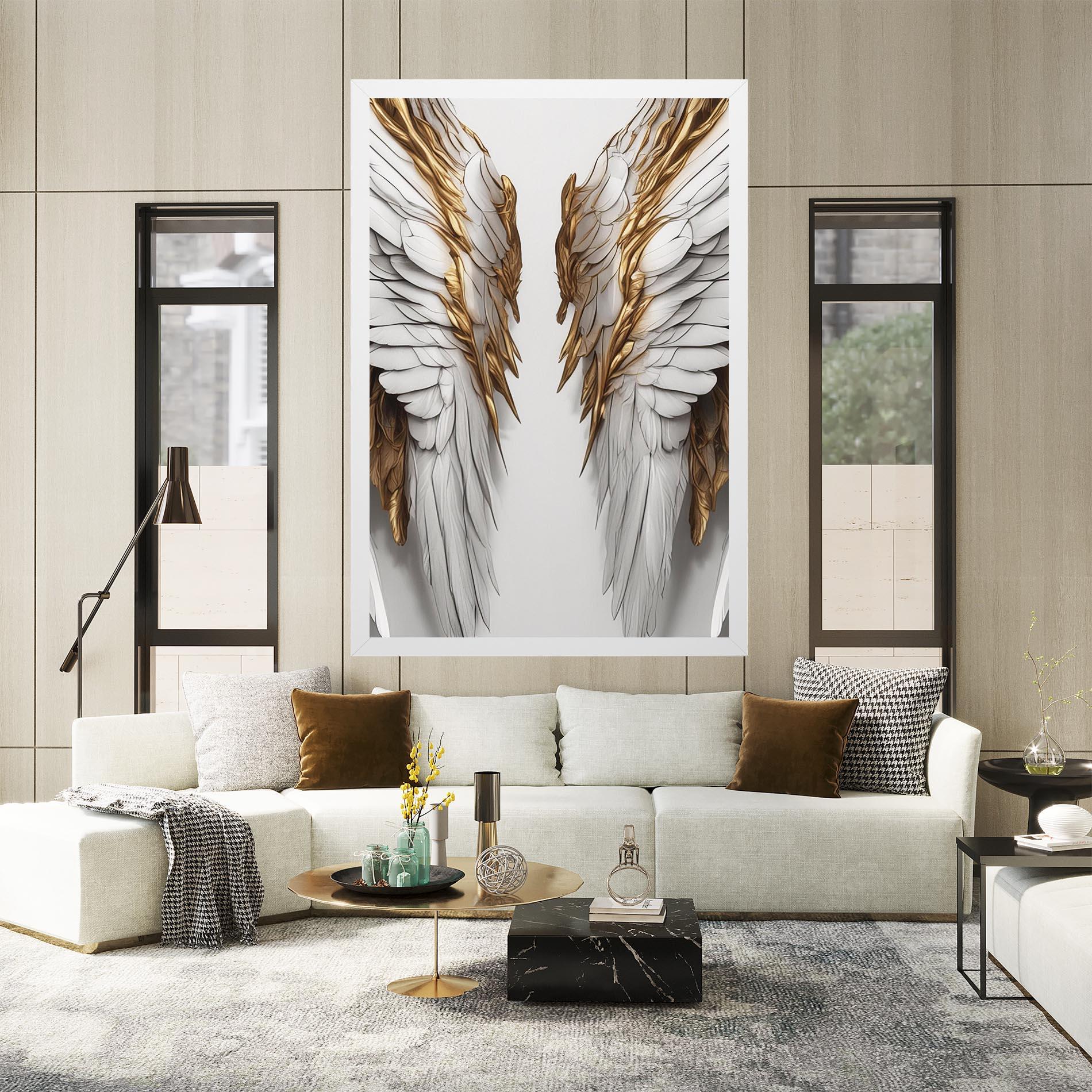 Картина на платно Realistic Gold Angel Wings mockup 2