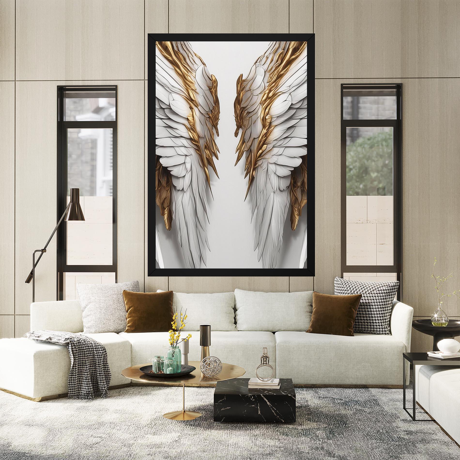 Картина на платно Realistic Gold Angel Wings mockup 2