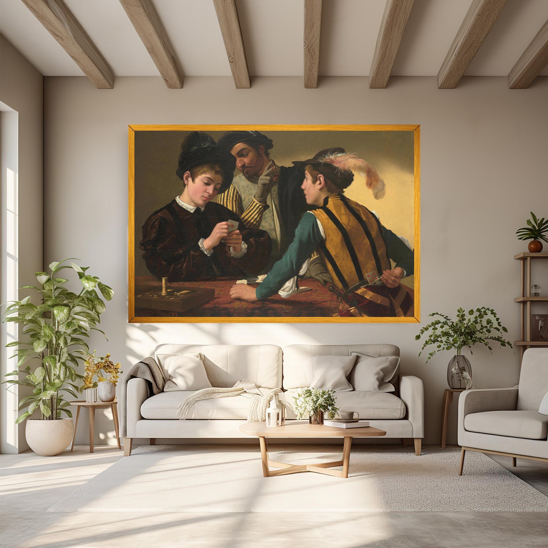 Картина на платно Caravaggio The Cardsharps mockup 6