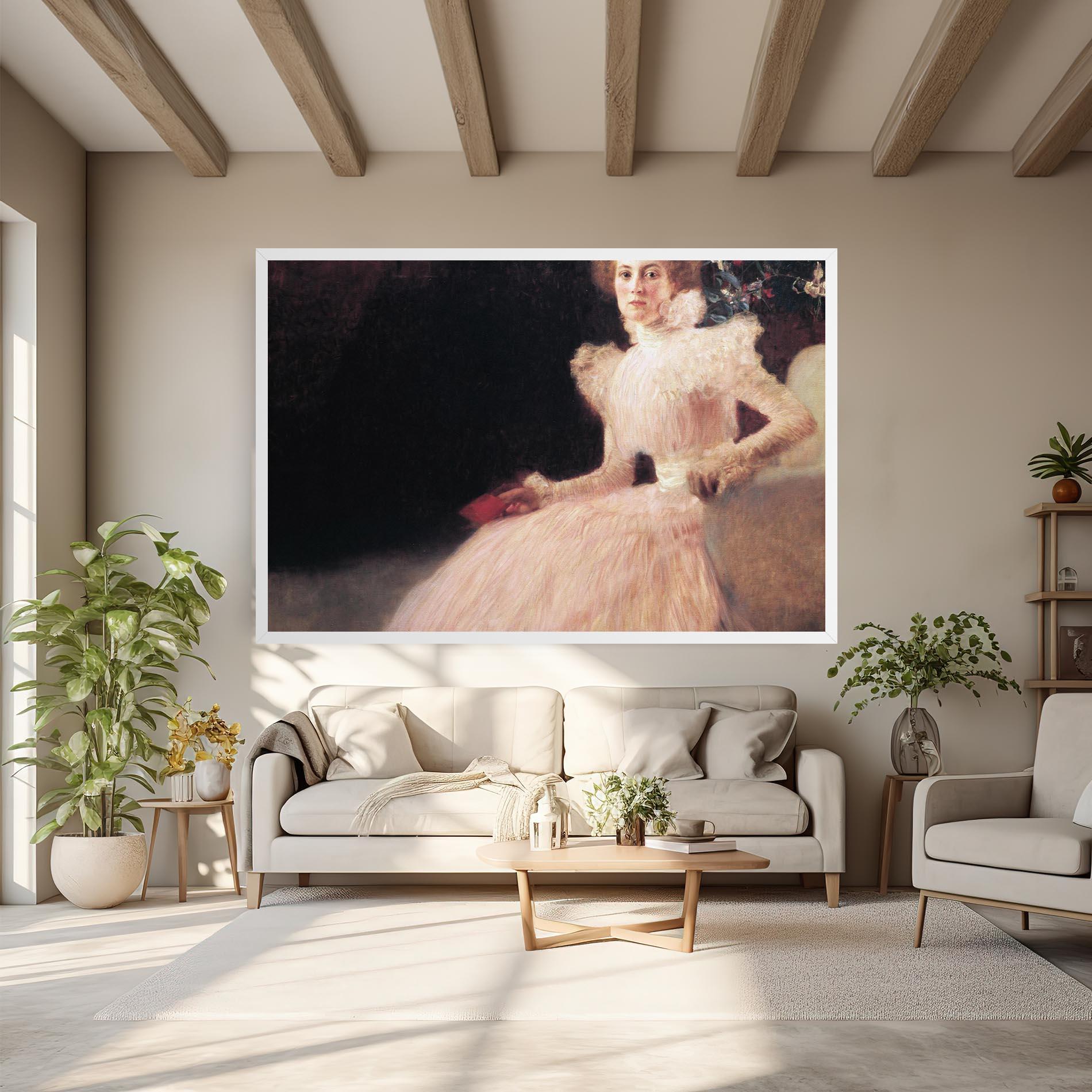 Картина на платно Gustav Klimt Pink Dress mockup 6