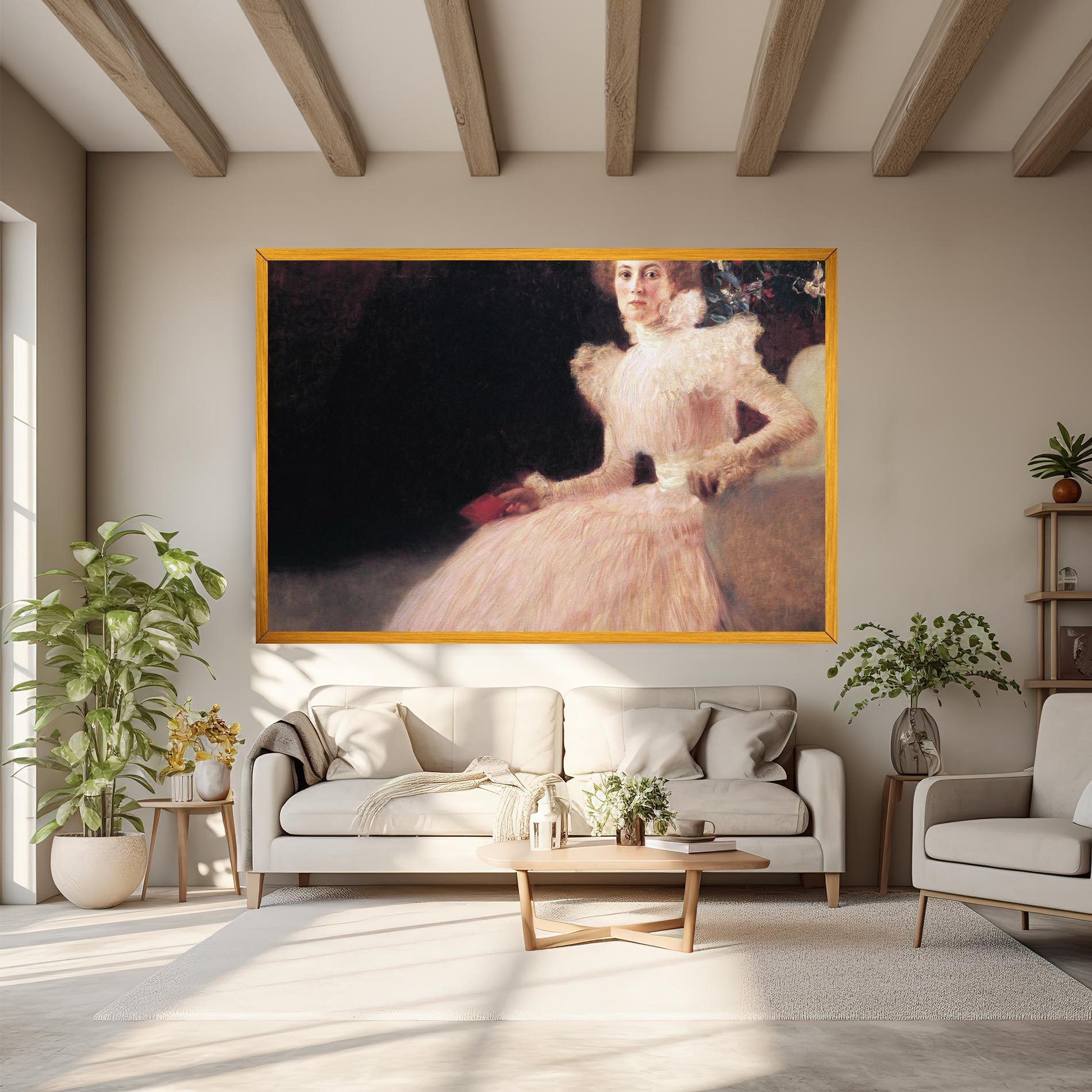 Картина на платно Gustav Klimt Pink Dress mockup 6