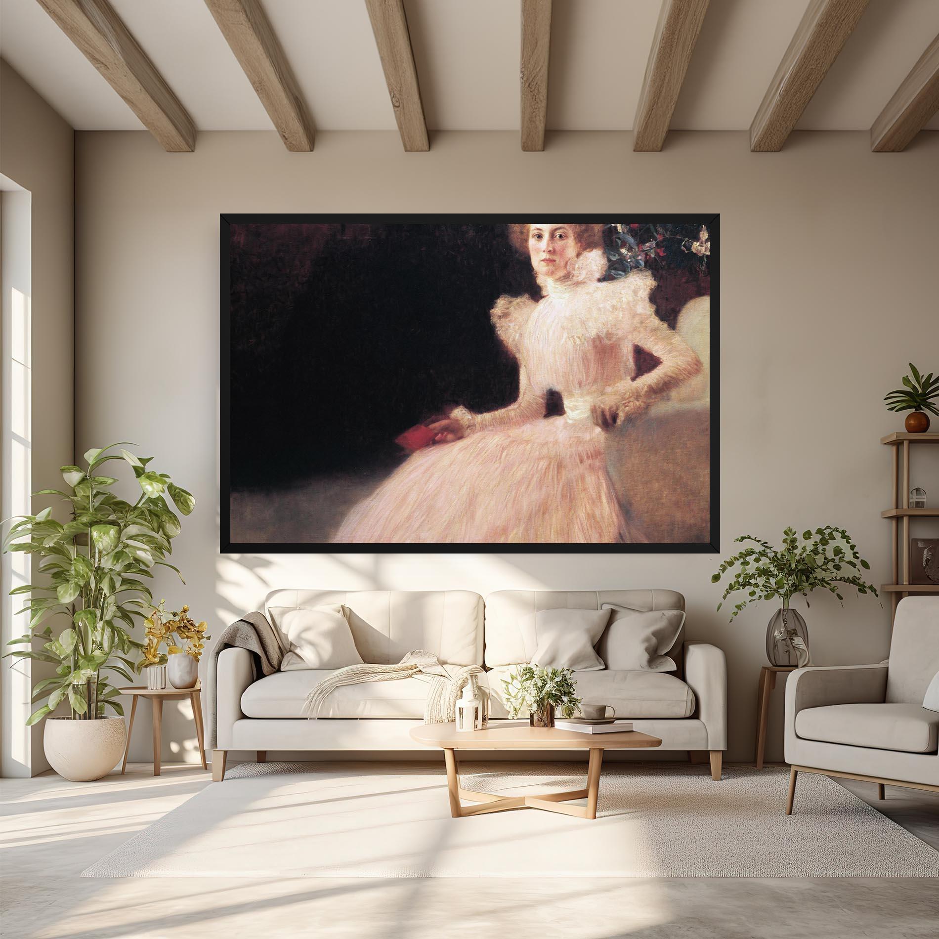 Картина на платно Gustav Klimt Pink Dress mockup 6