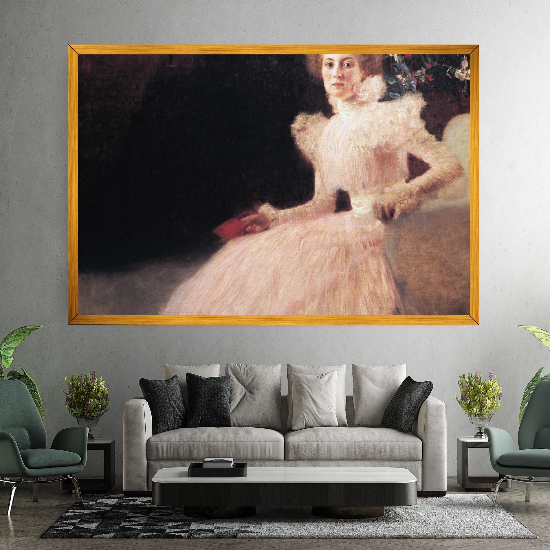 Картина на платно Gustav Klimt Pink Dress mockup 7