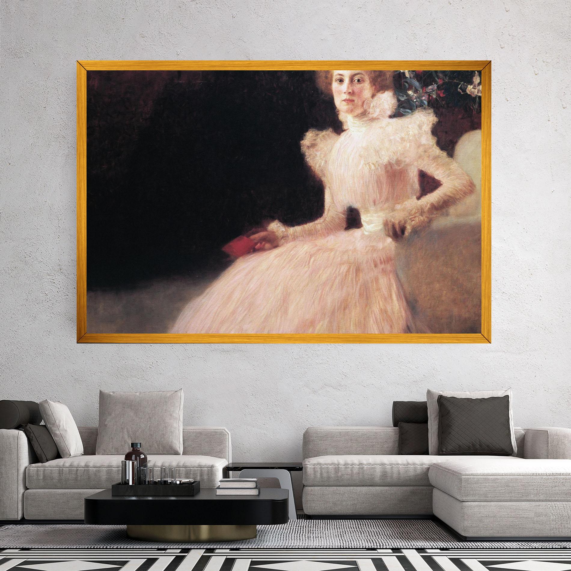 Картина на платно Gustav Klimt Pink Dress mockup 2