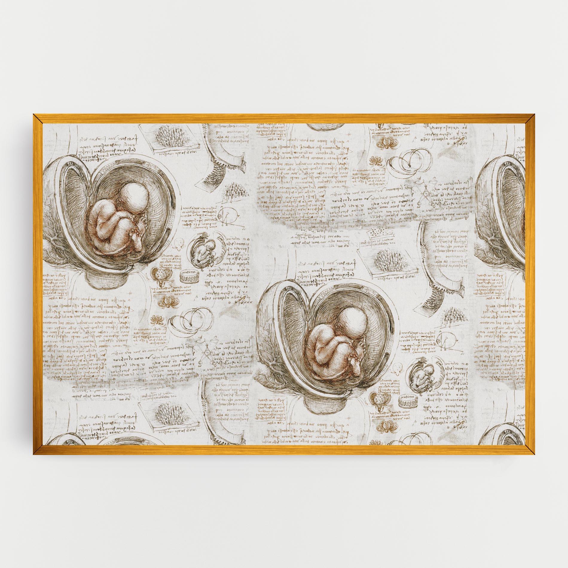 Картина на платно Leonardo Studies Of The Foetus mockup 0
