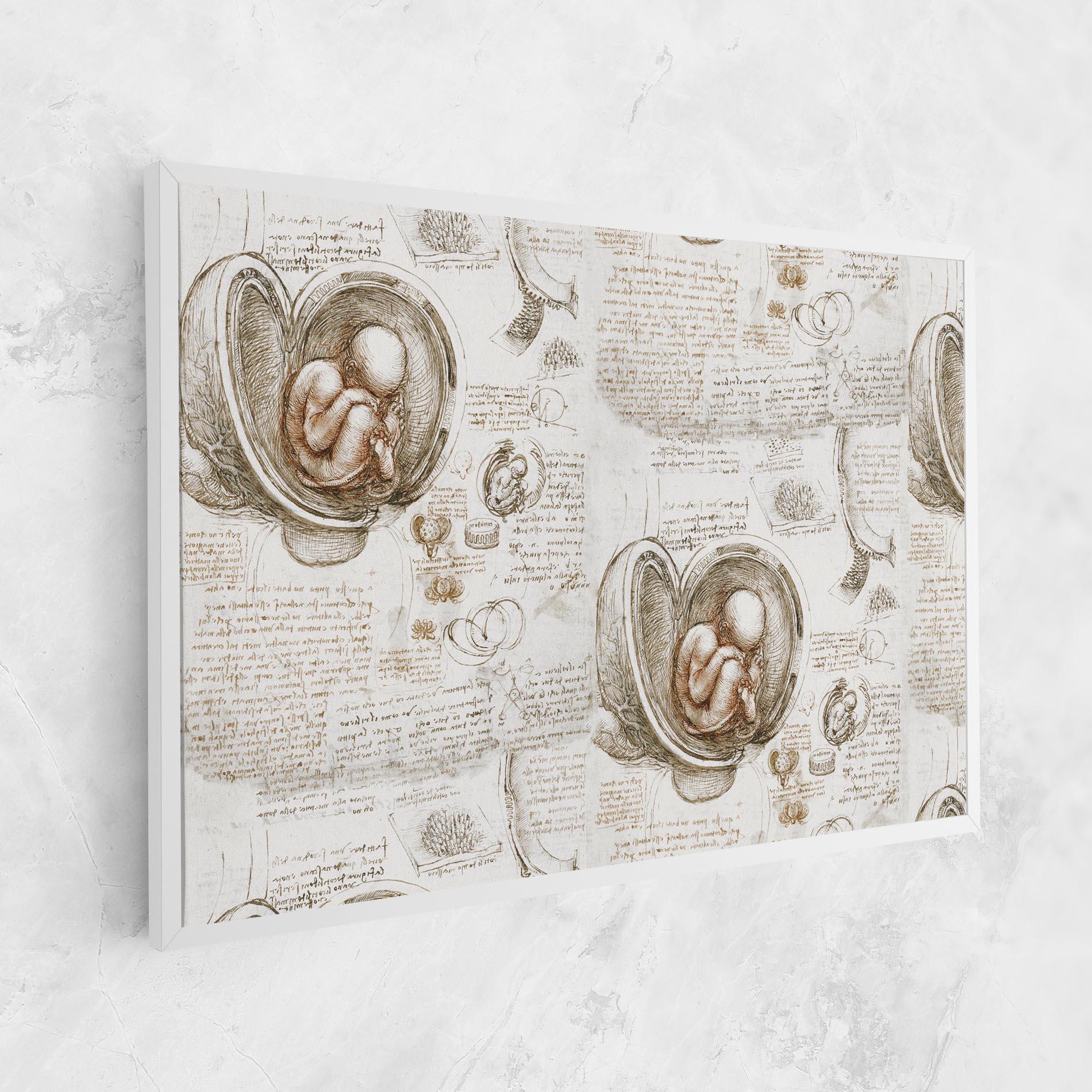 Картина на платно Leonardo Studies Of The Foetus mockup 1