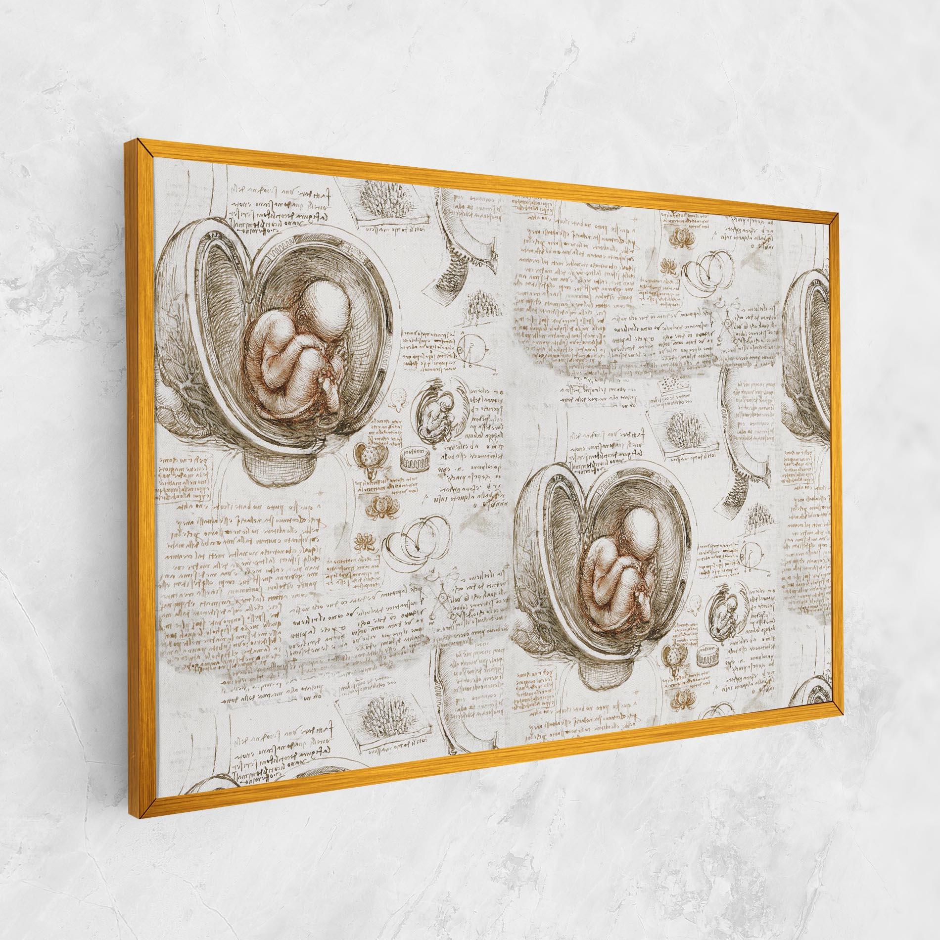 Картина на платно Leonardo Studies Of The Foetus mockup 1