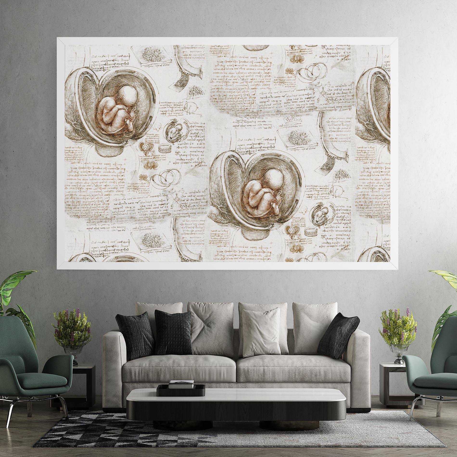 Картина на платно Leonardo Studies Of The Foetus mockup 7