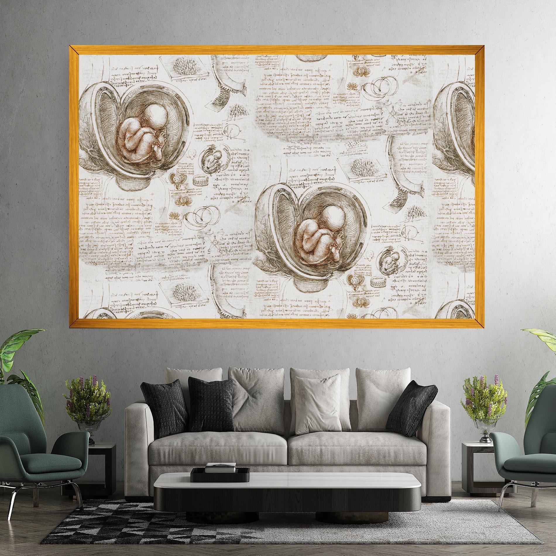 Картина на платно Leonardo Studies Of The Foetus mockup 7