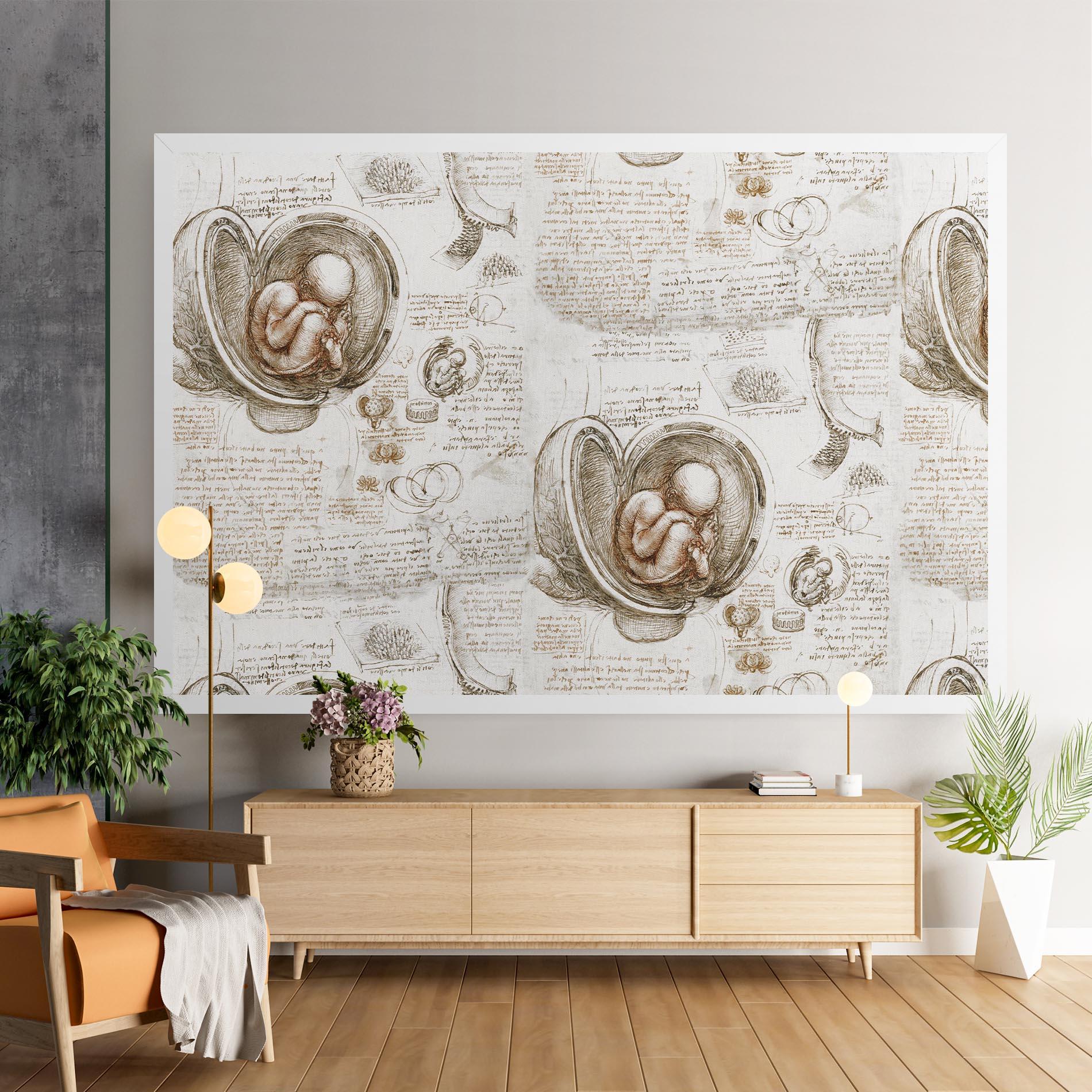 Картина на платно Leonardo Studies Of The Foetus mockup 9