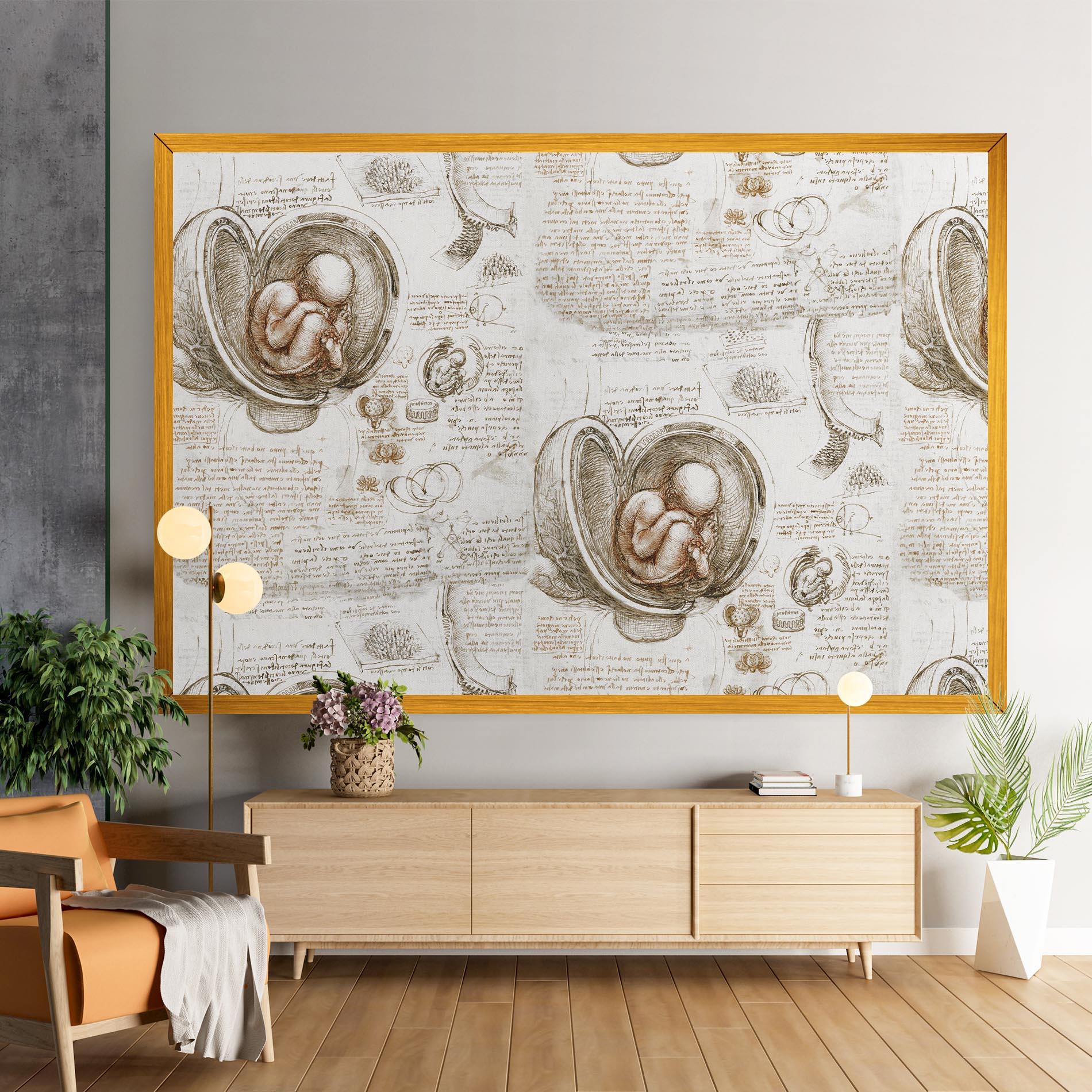 Картина на платно Leonardo Studies Of The Foetus mockup 9
