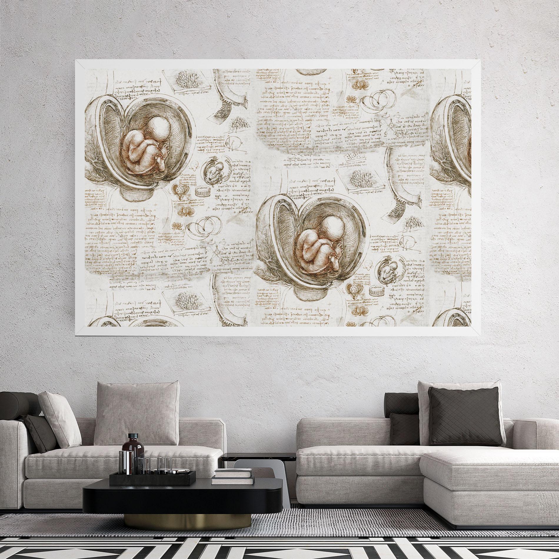 Картина на платно Leonardo Studies Of The Foetus mockup 2