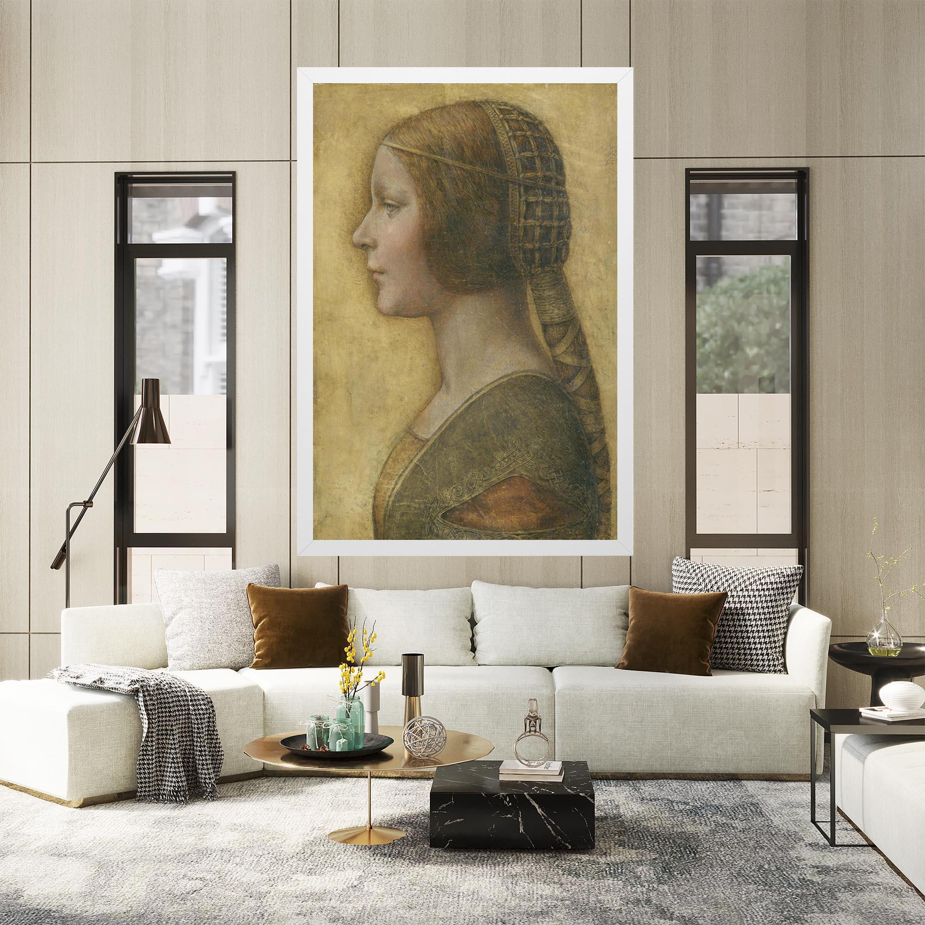 Картина на платно Profile Of A Young Fiancee Da Vinci mockup 2