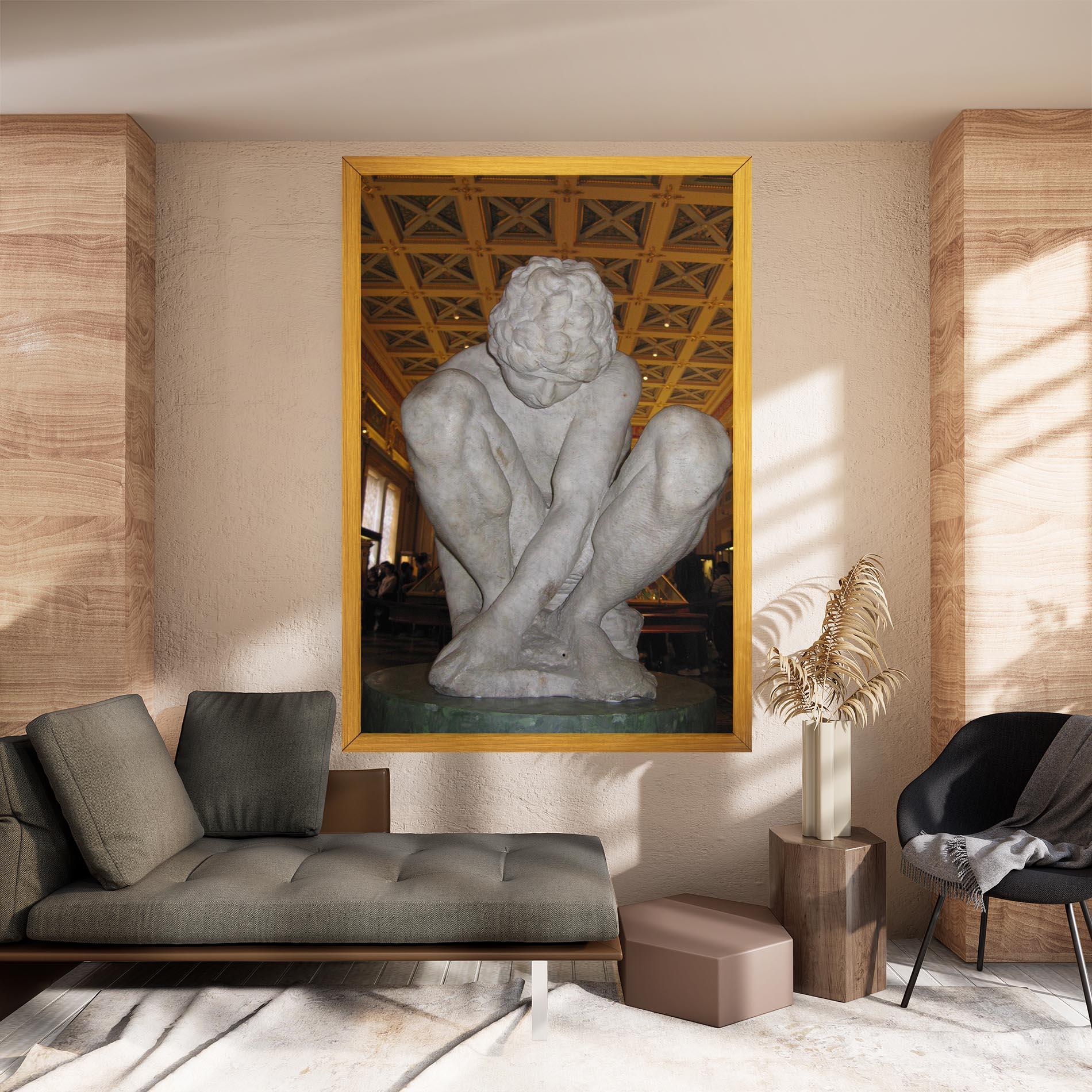 Картина на платно Crouching Boy mockup 8