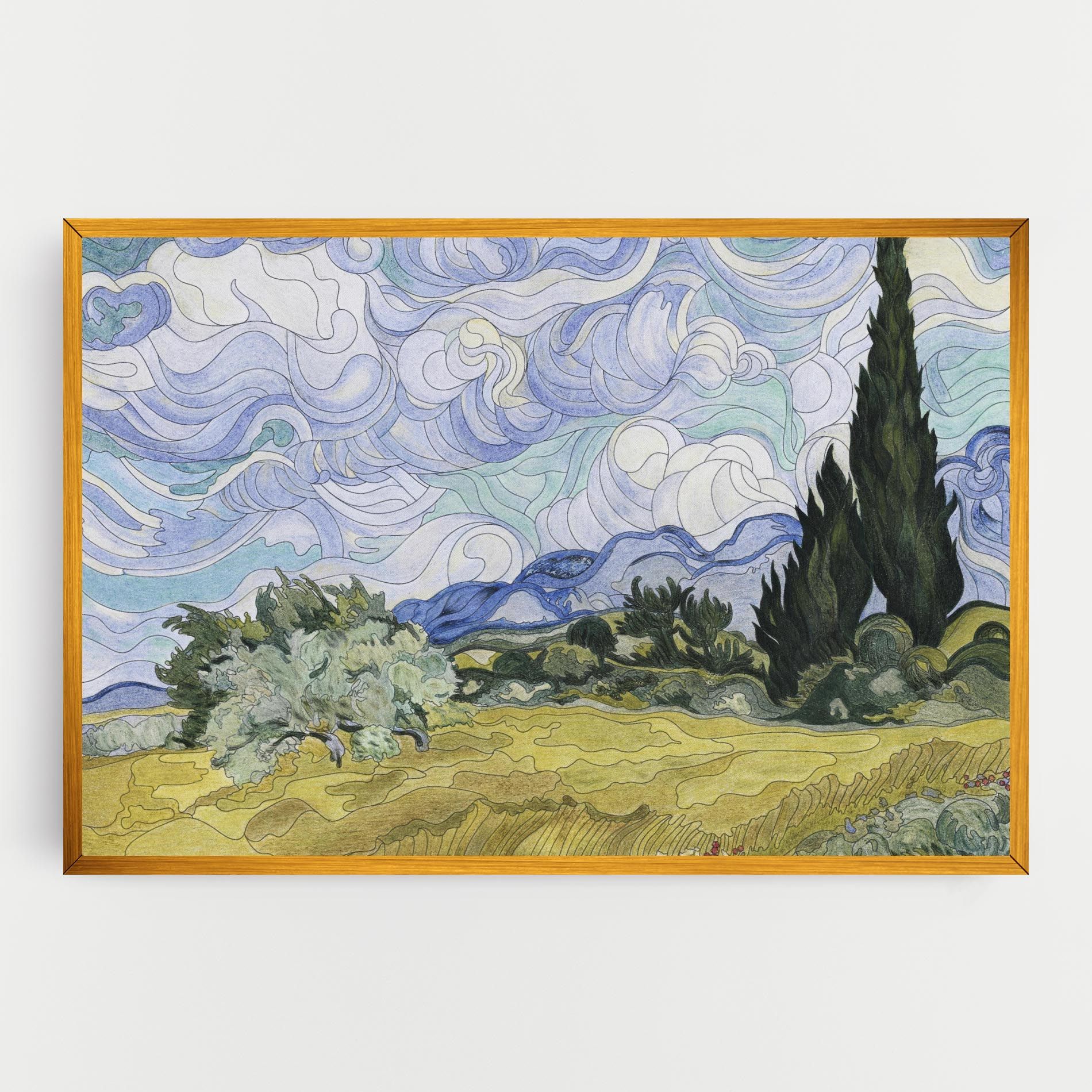 Wheat Field Cypresses mockup 0