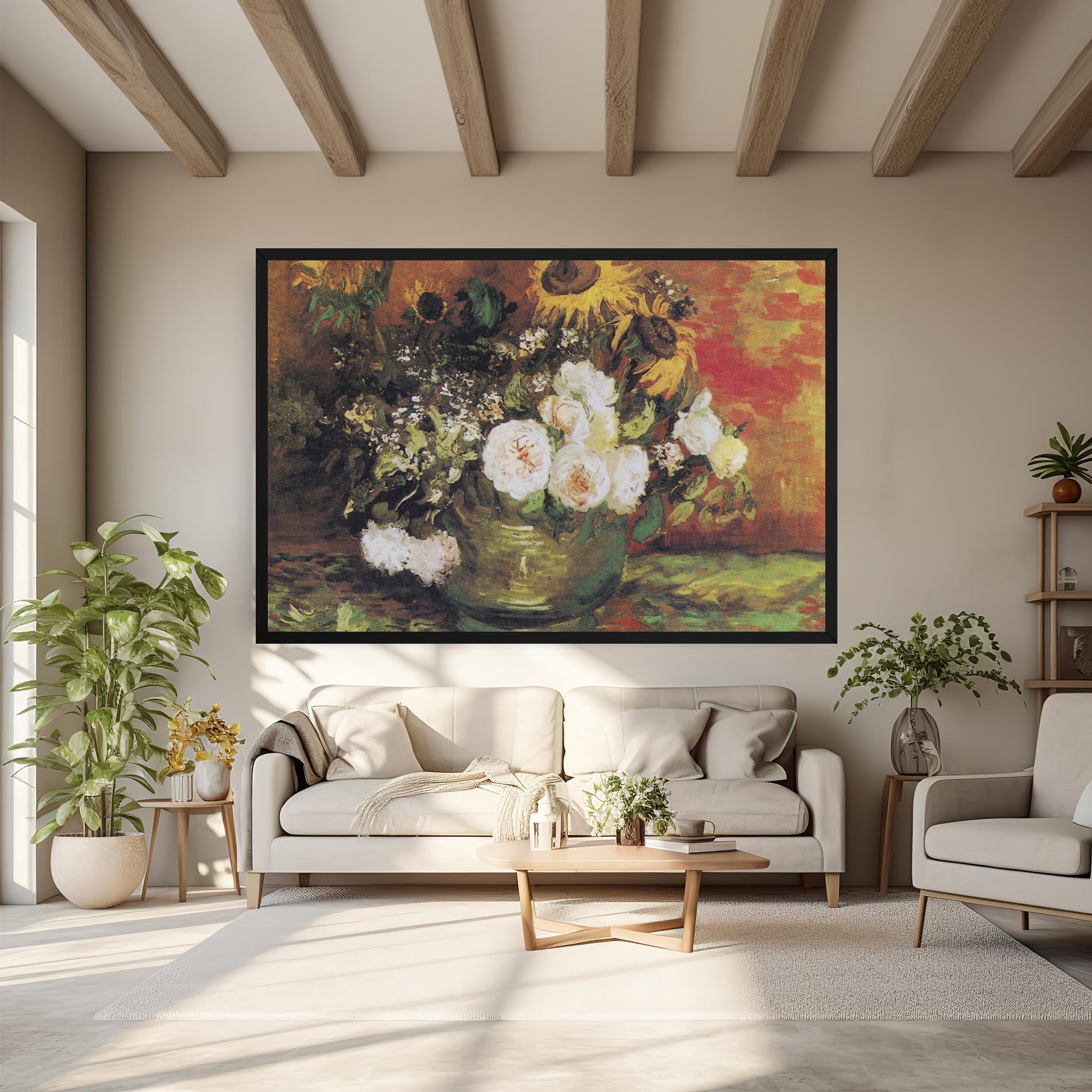 Картина на платно Bowl With Sunflowers mockup 6