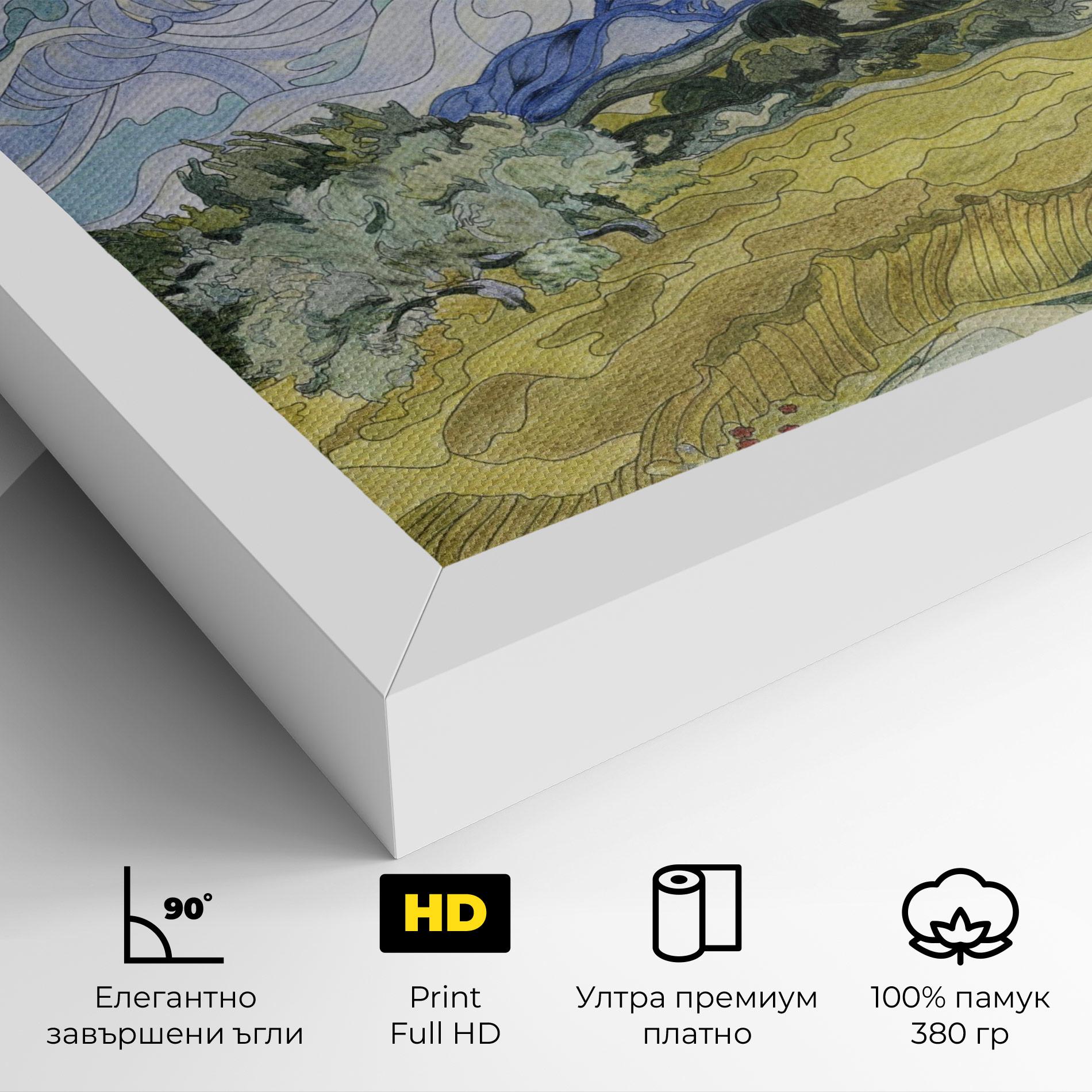 Картина на платно Wheat Field Cypresses mockup 4