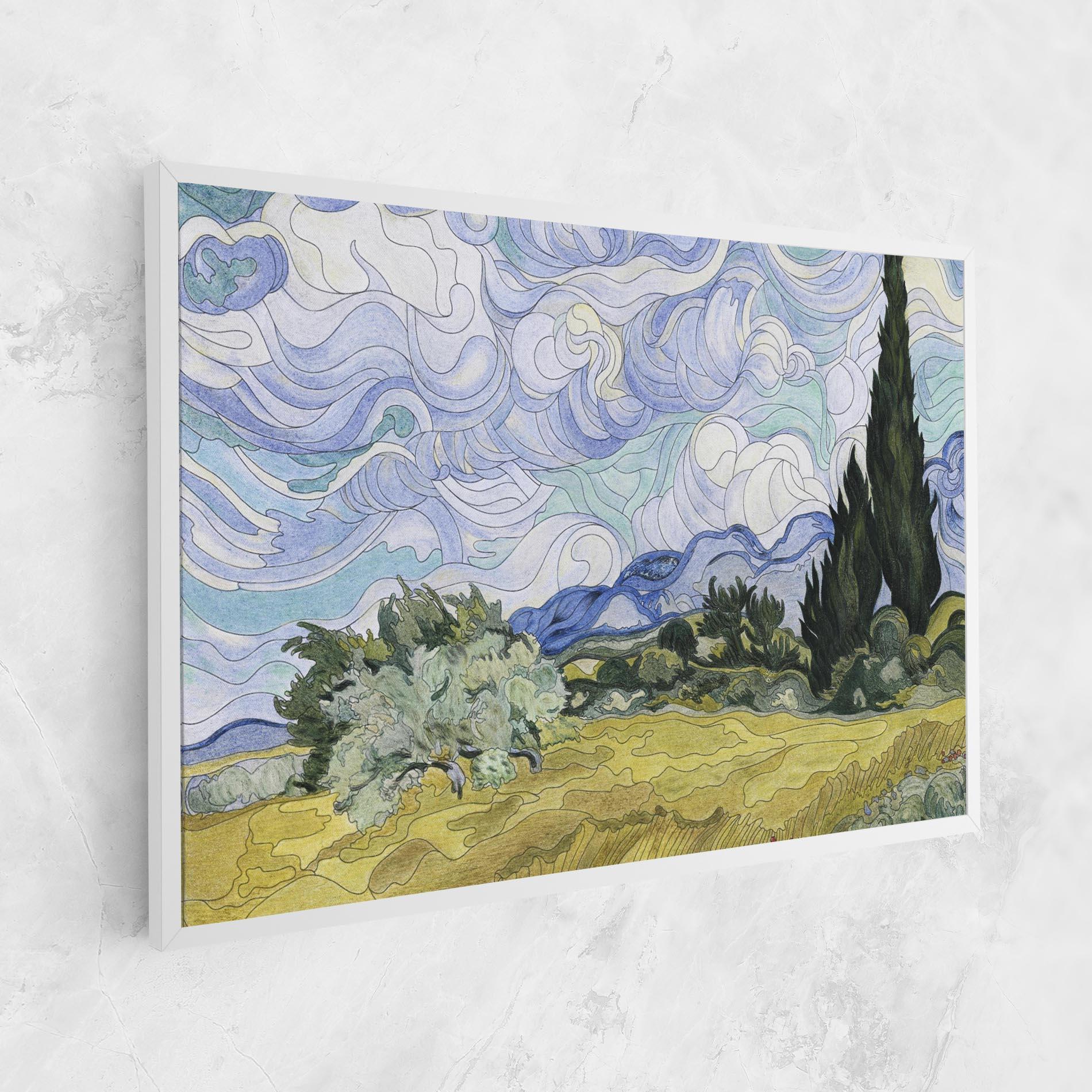 Картина на платно Wheat Field Cypresses mockup 1