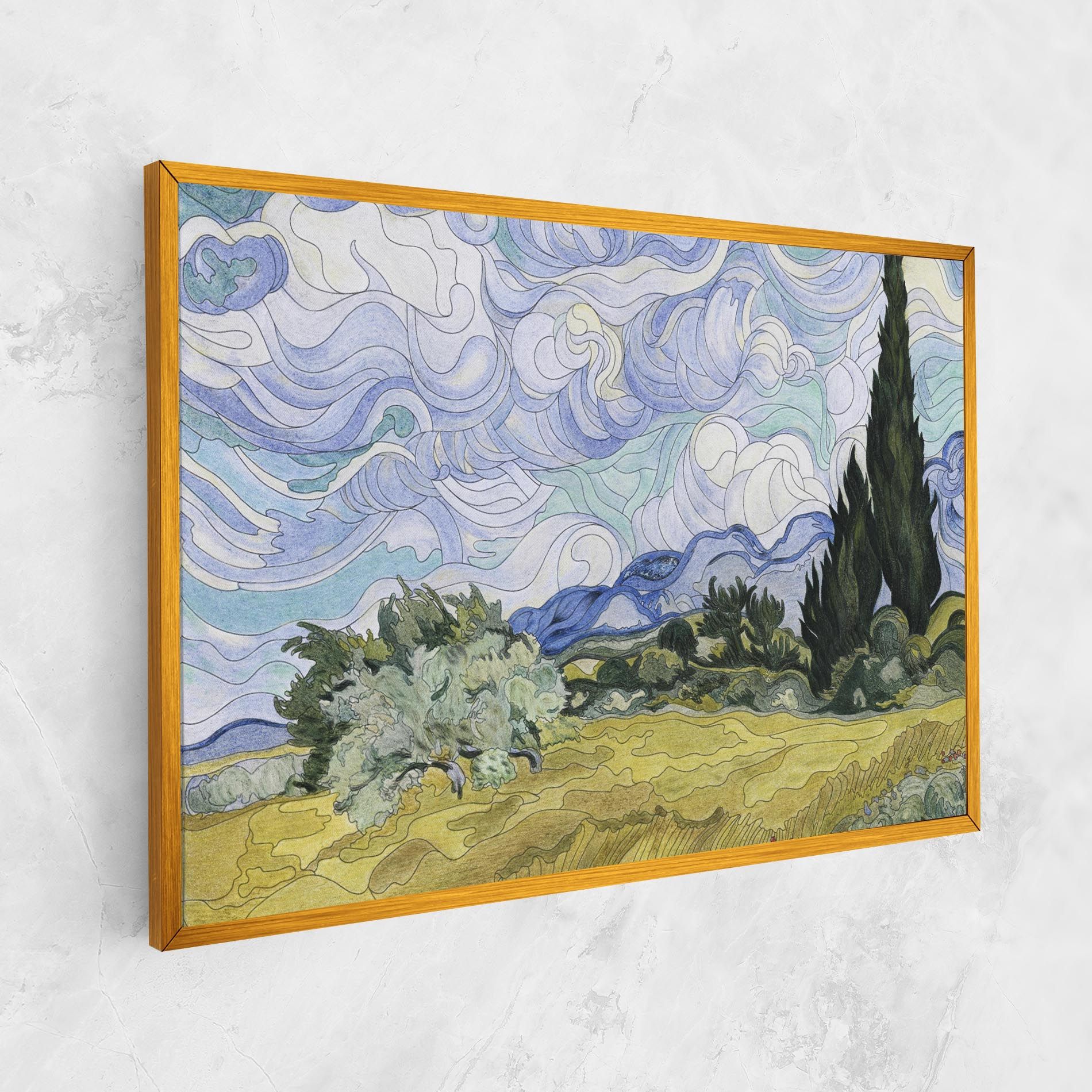 Wheat Field Cypresses mockup 1
