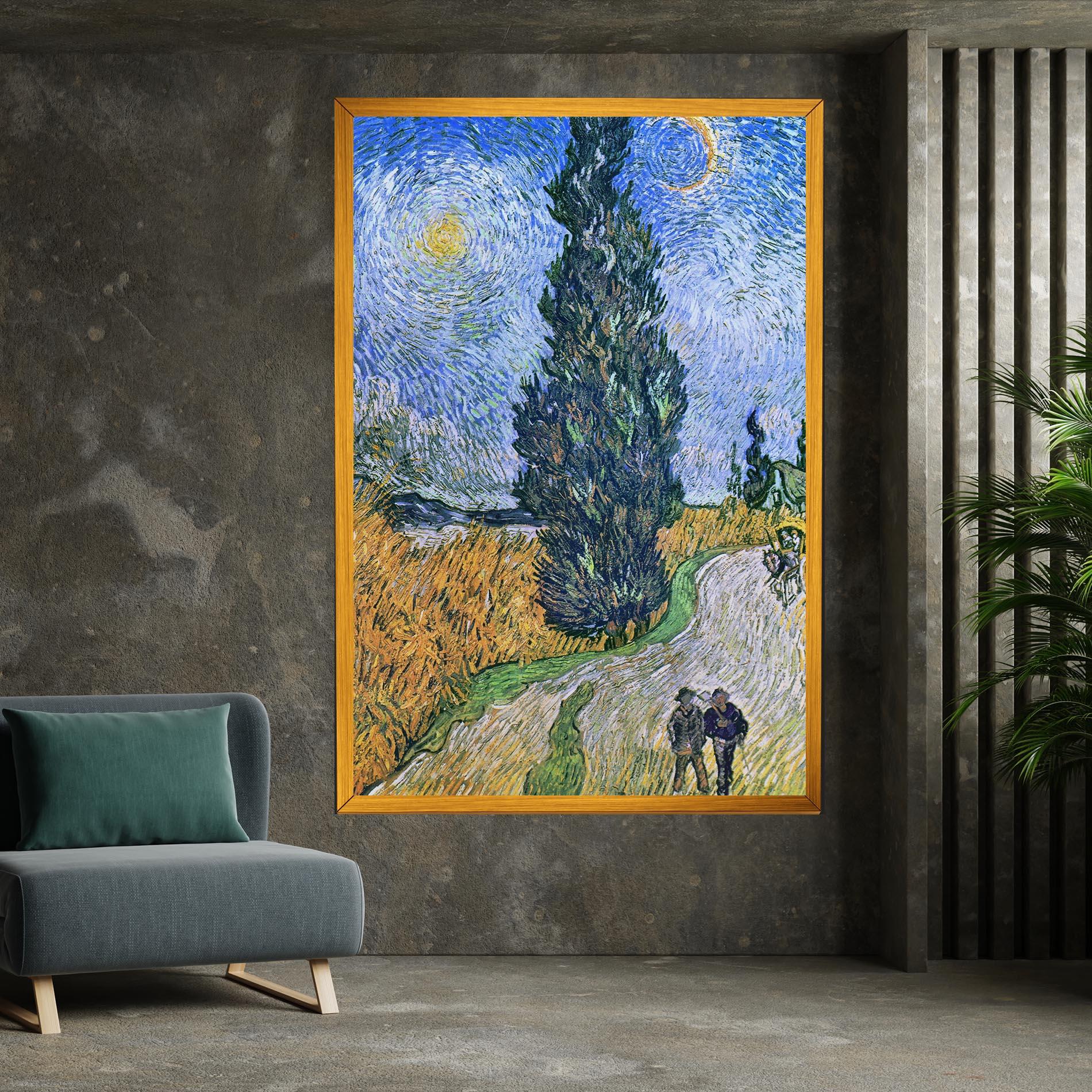 Картина на платно Road With Cypress mockup 7