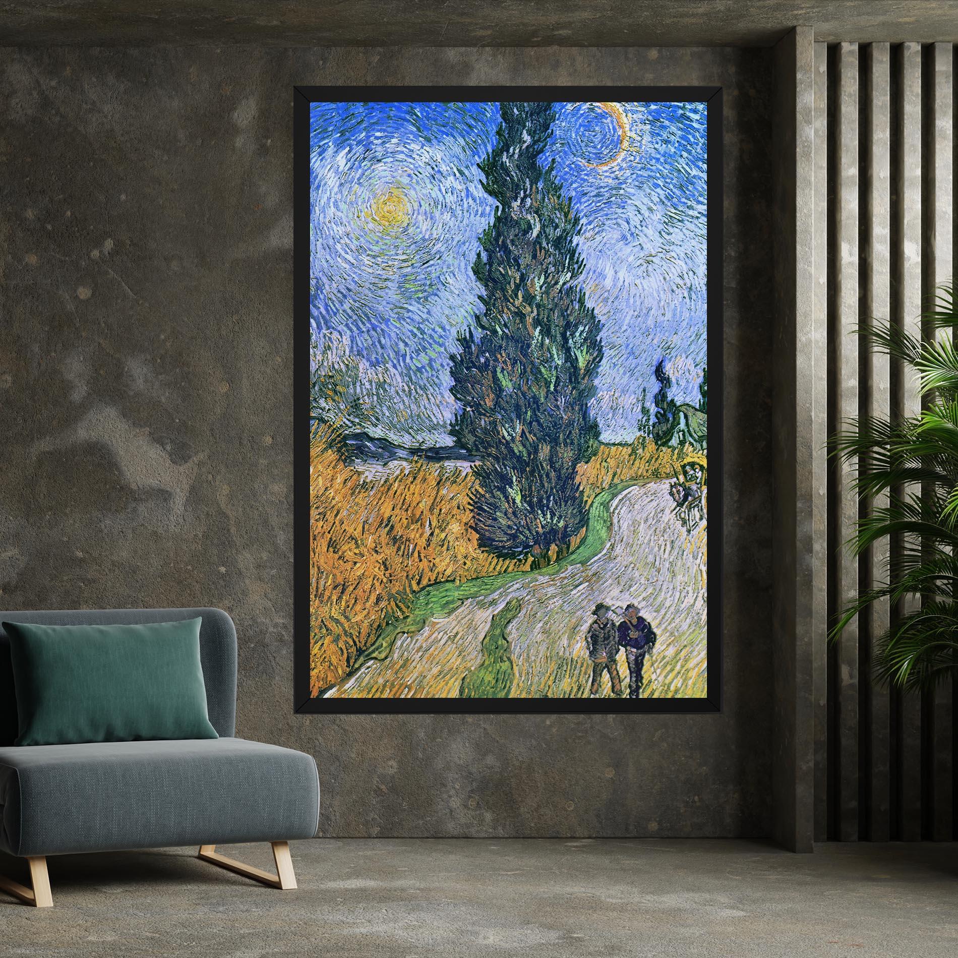 Картина на платно Road With Cypress mockup 7