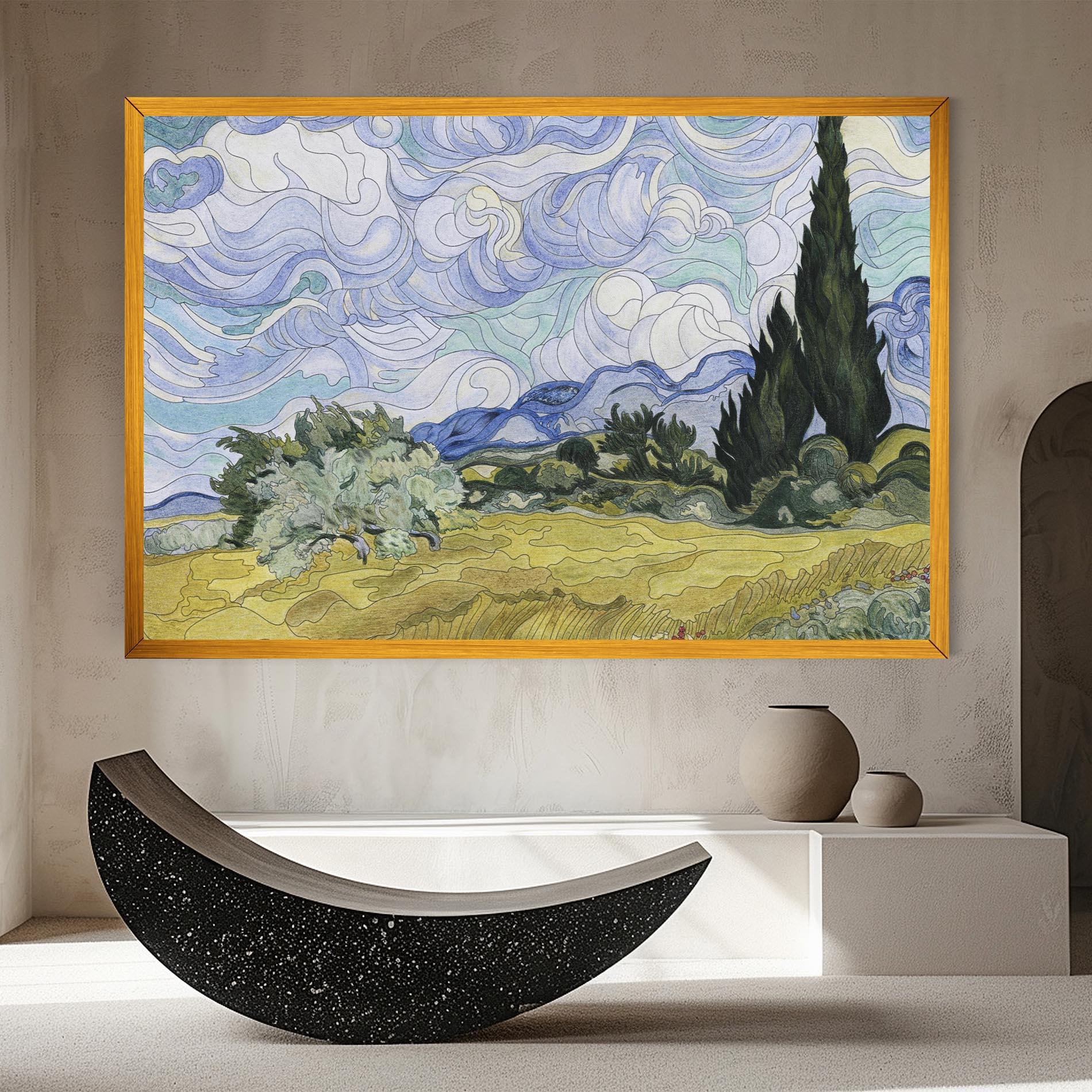 Картина на платно Wheat Field Cypresses mockup 8