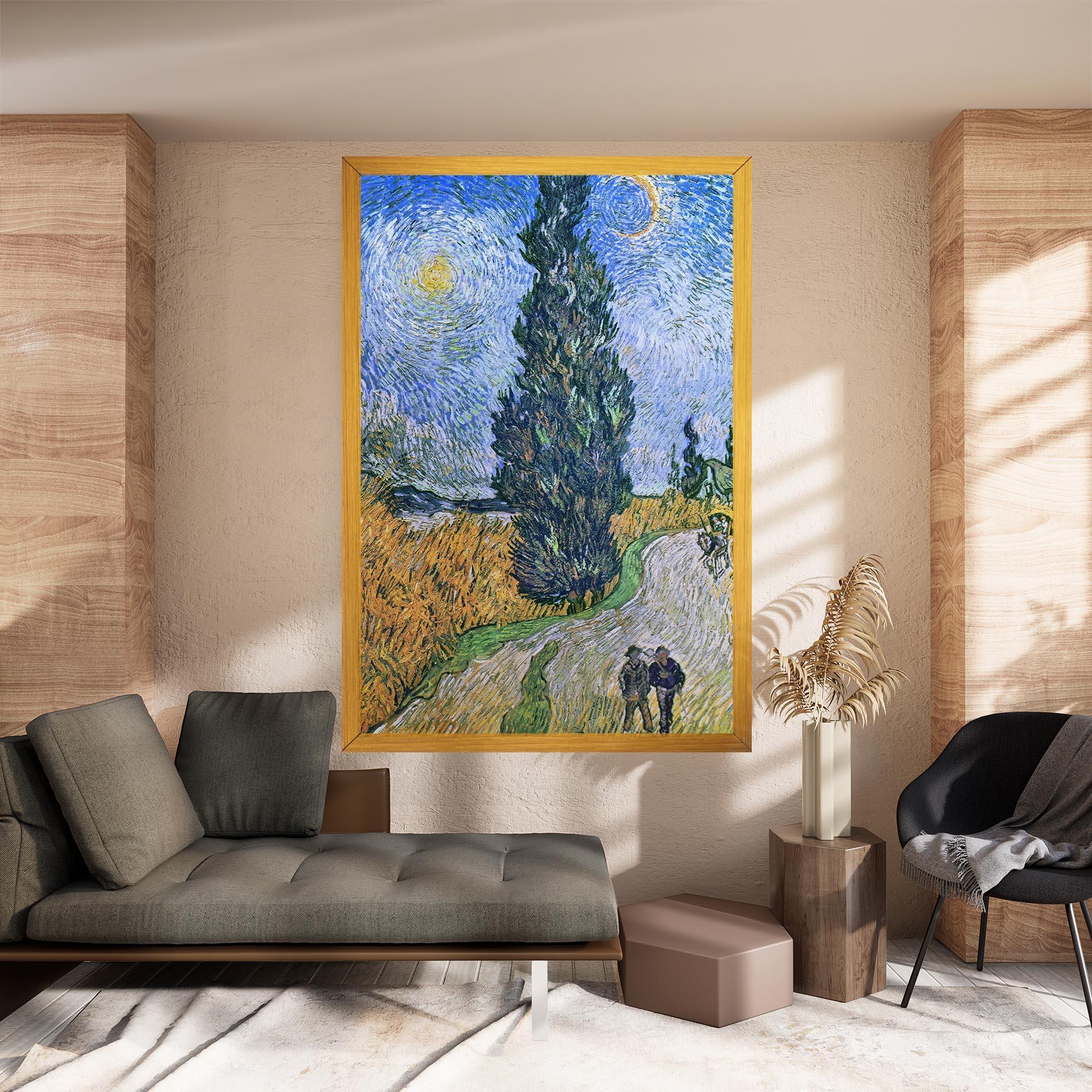 Картина на платно Road With Cypress mockup 8