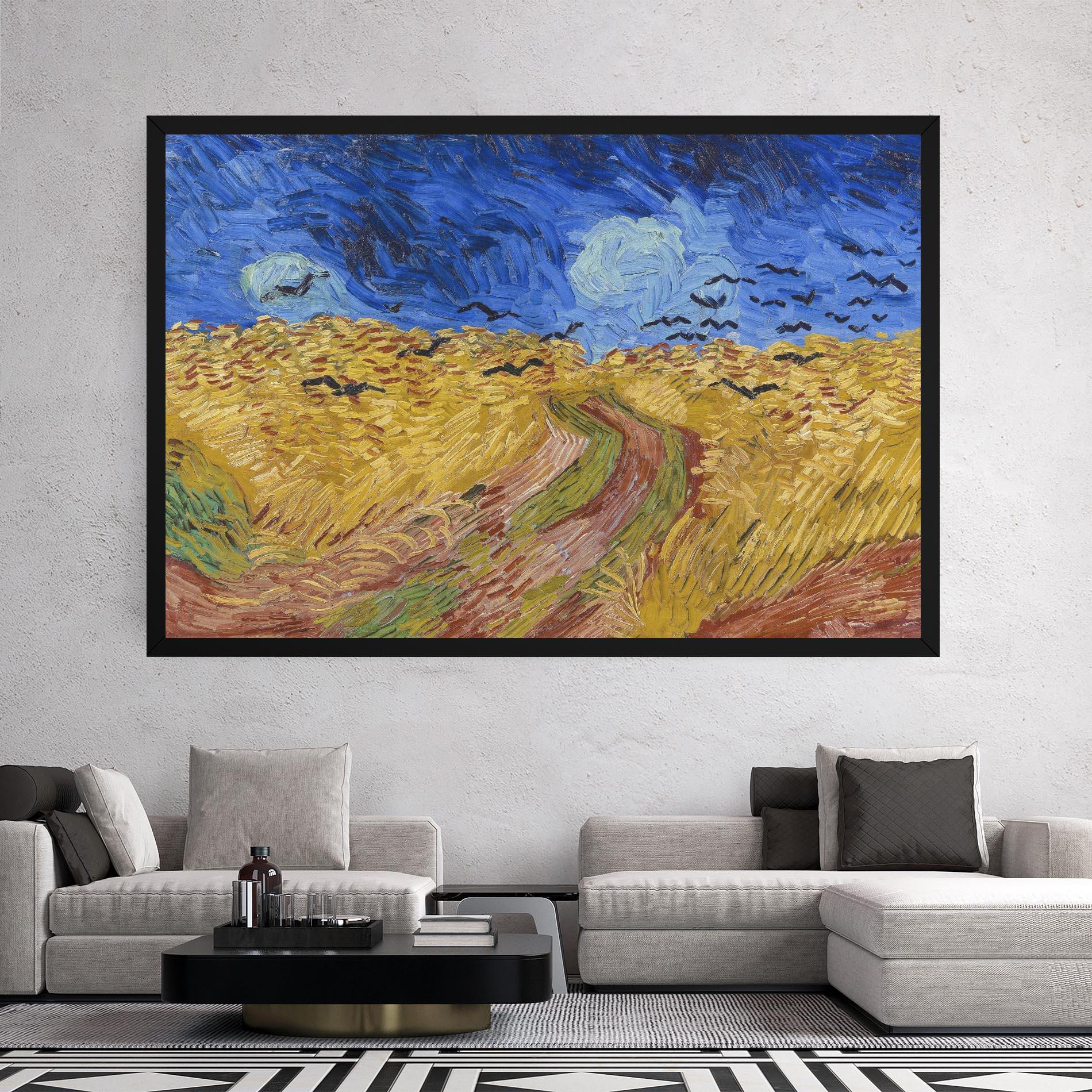 Картина на платно Wheatfield Crows mockup 2