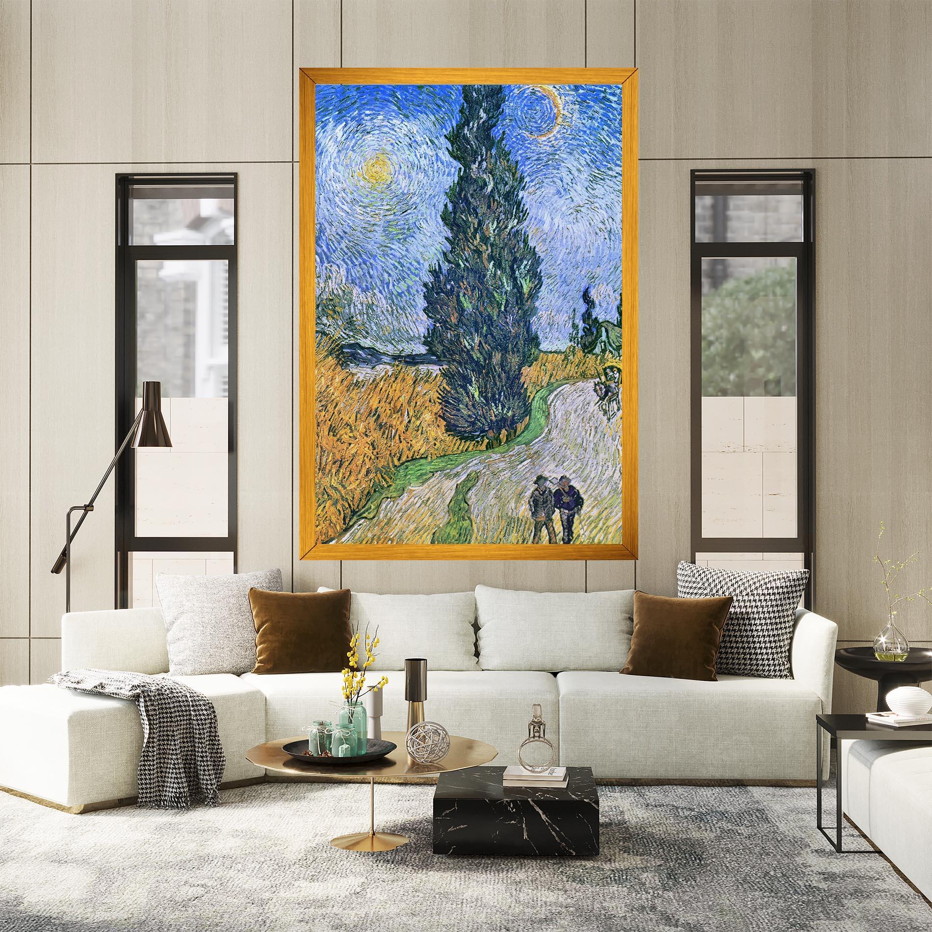 Картина на платно Road With Cypress mockup 2