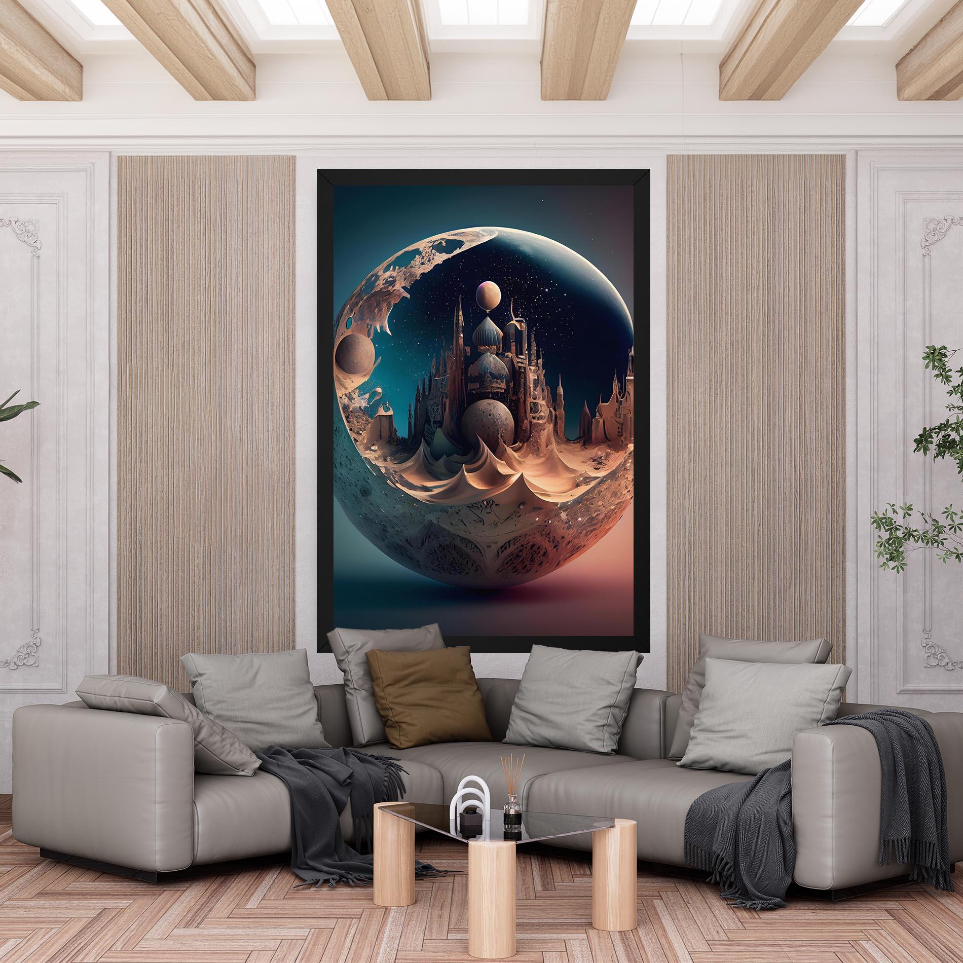 Картина на платно Fantasy Planet Castle mockup 6