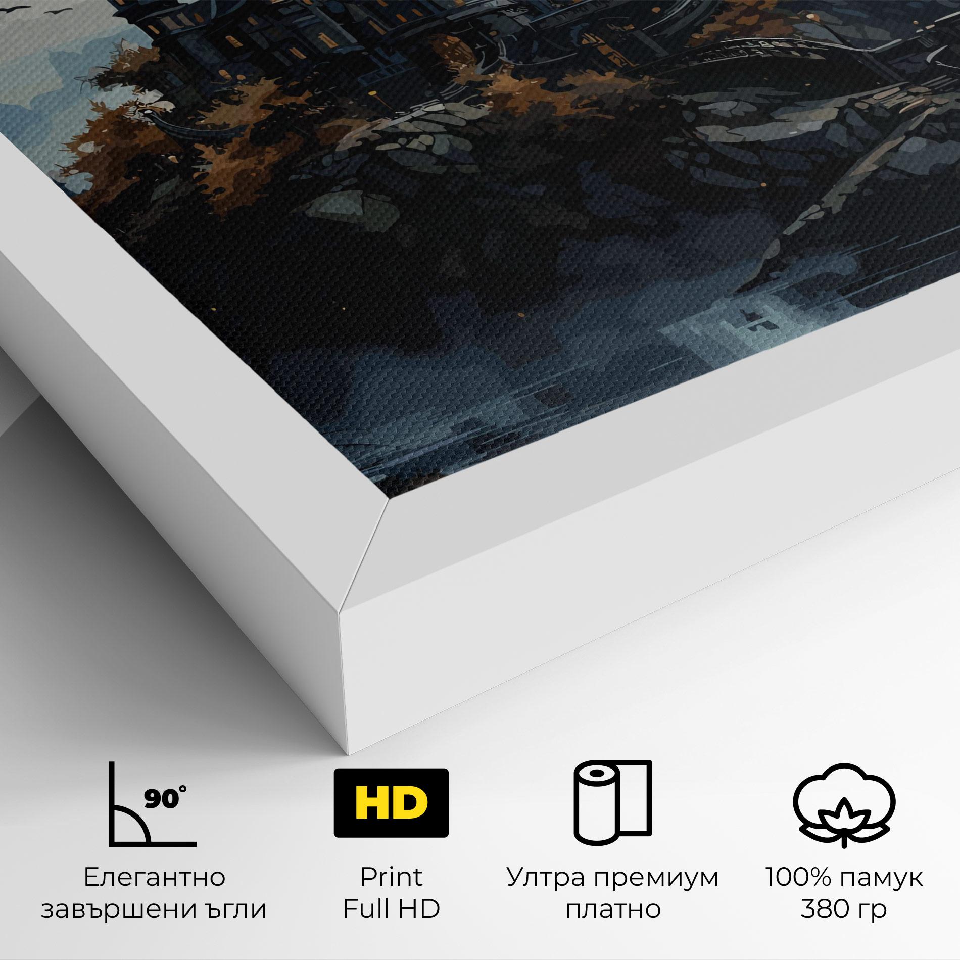 Картина на платно Grey Big Castle mockup 4