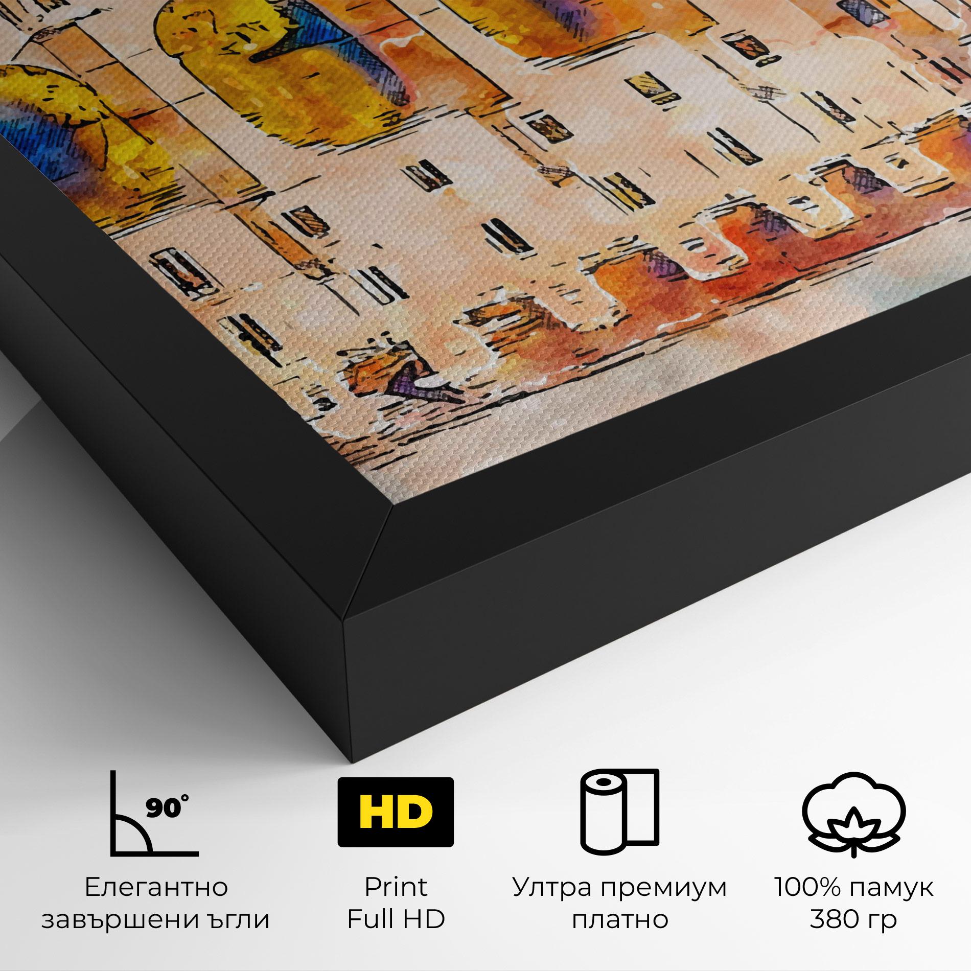 Картина на платно Blue Orange Castle mockup 4