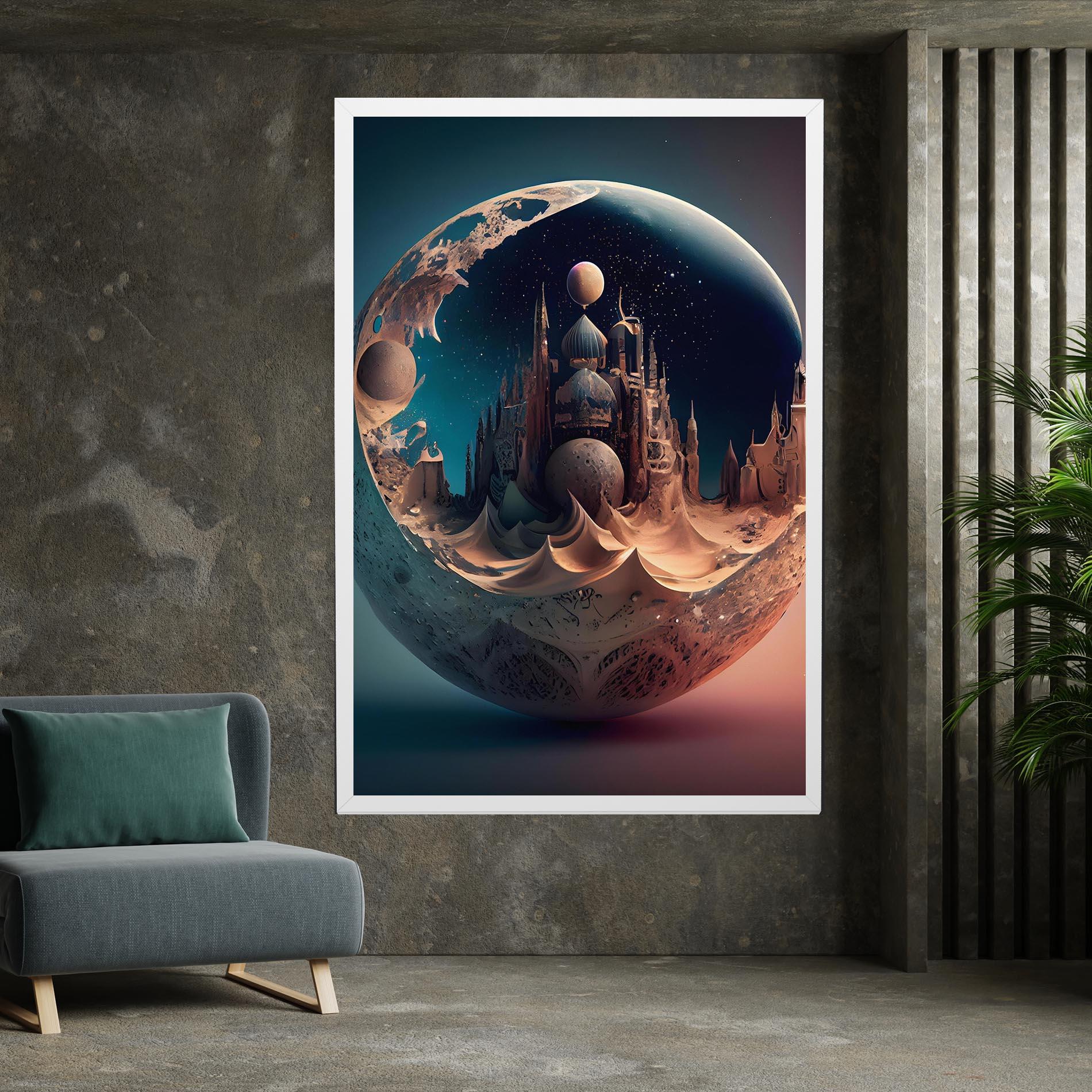 Картина на платно Fantasy Planet Castle mockup 7