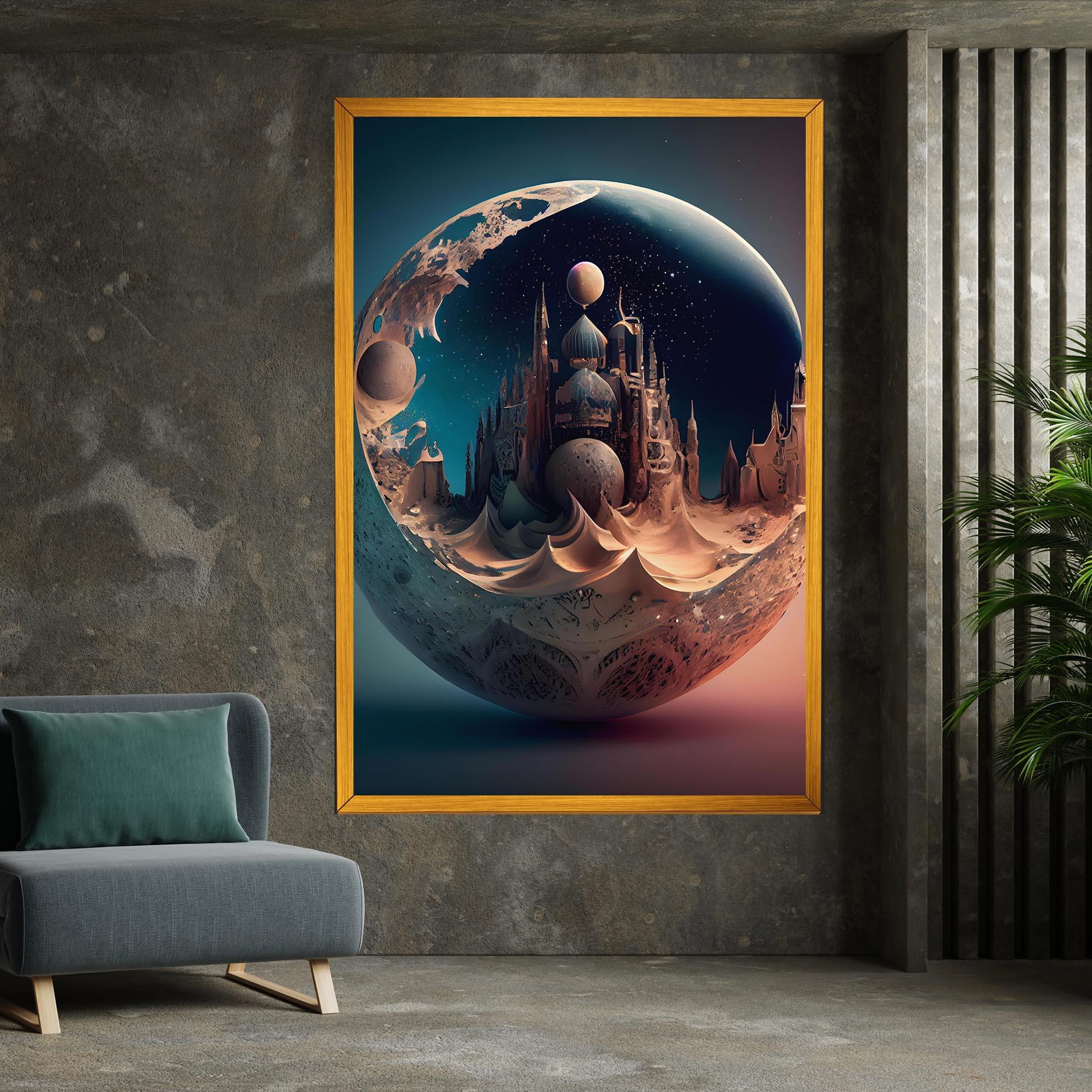 Картина на платно Fantasy Planet Castle mockup 7