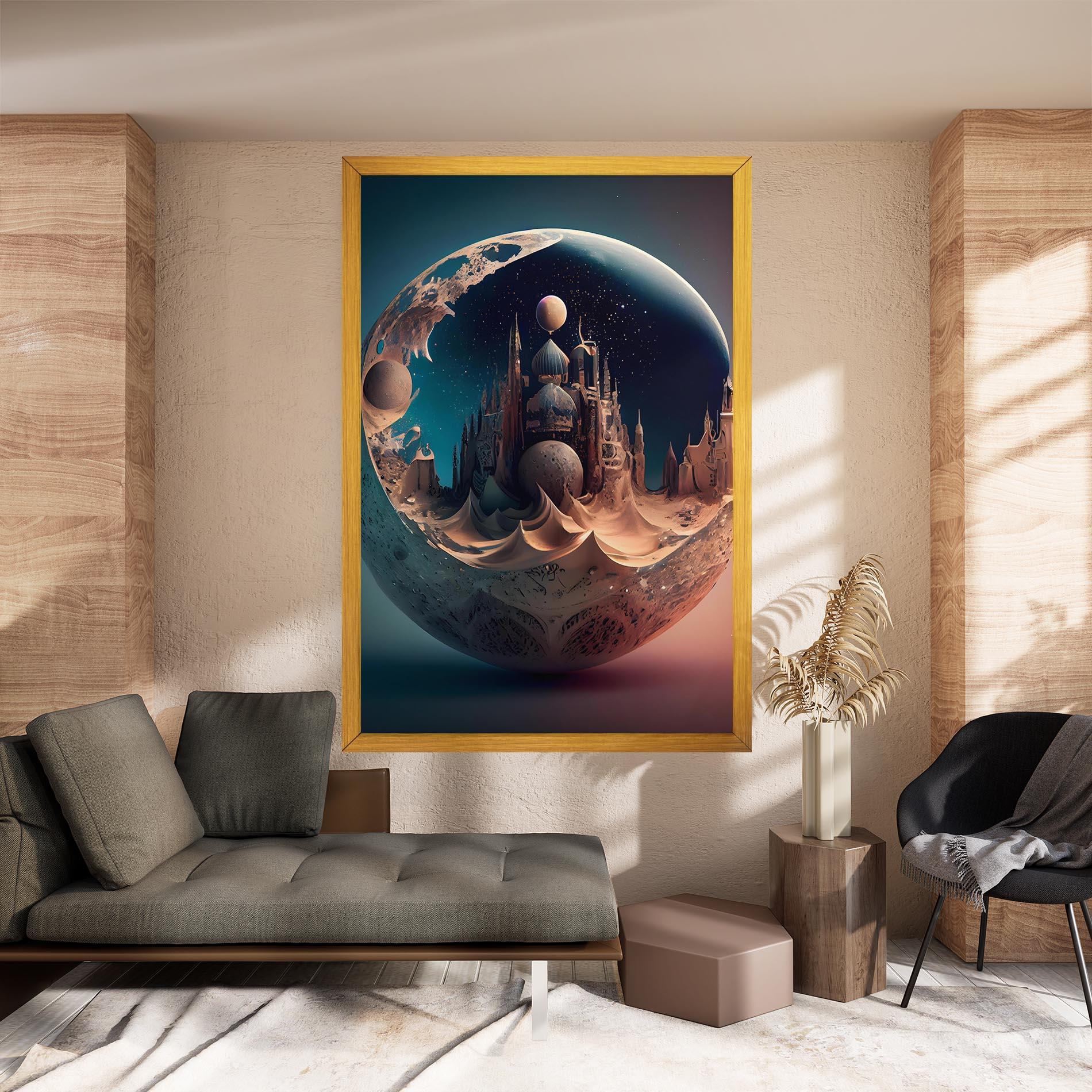 Картина на платно Fantasy Planet Castle mockup 8