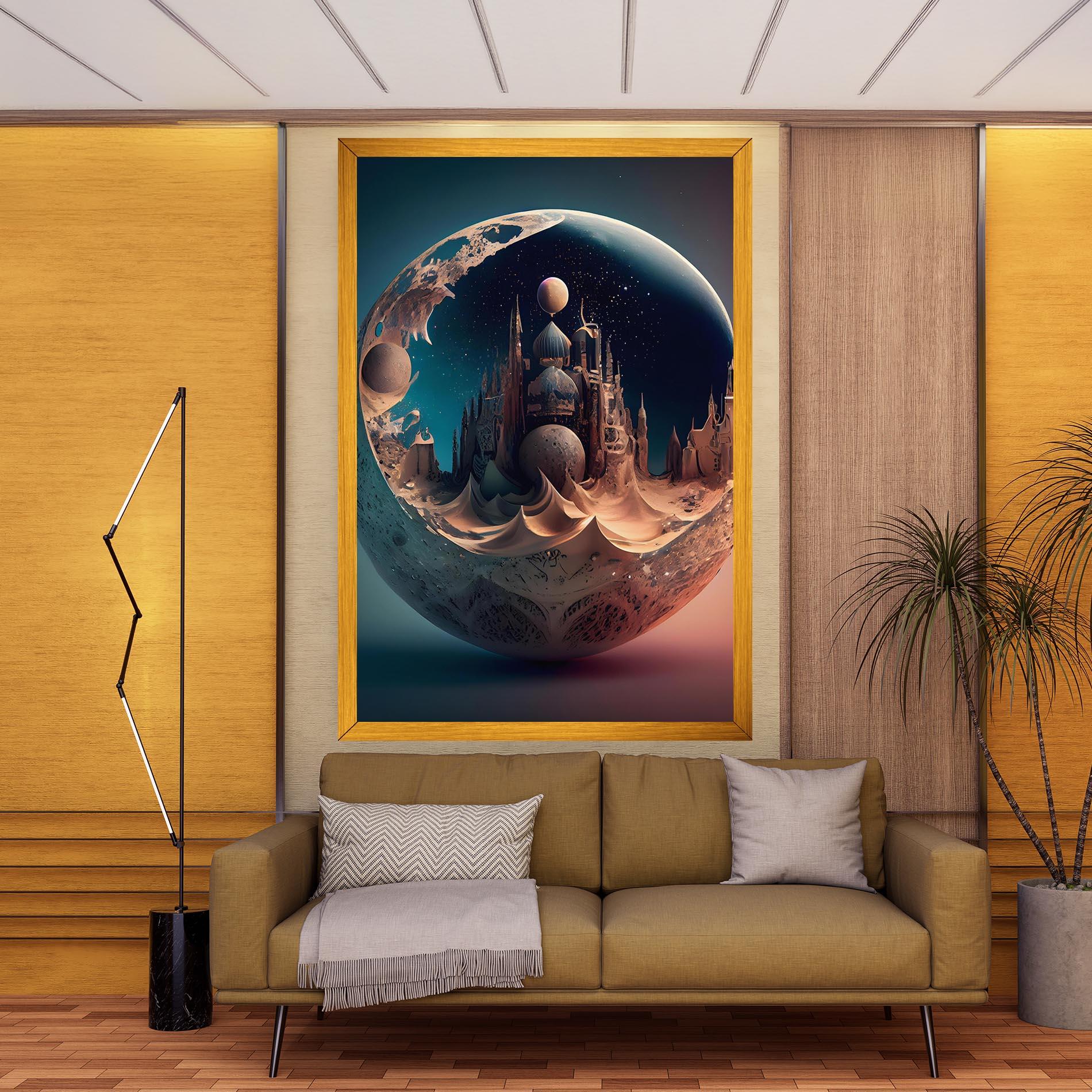 Картина на платно Fantasy Planet Castle mockup 9