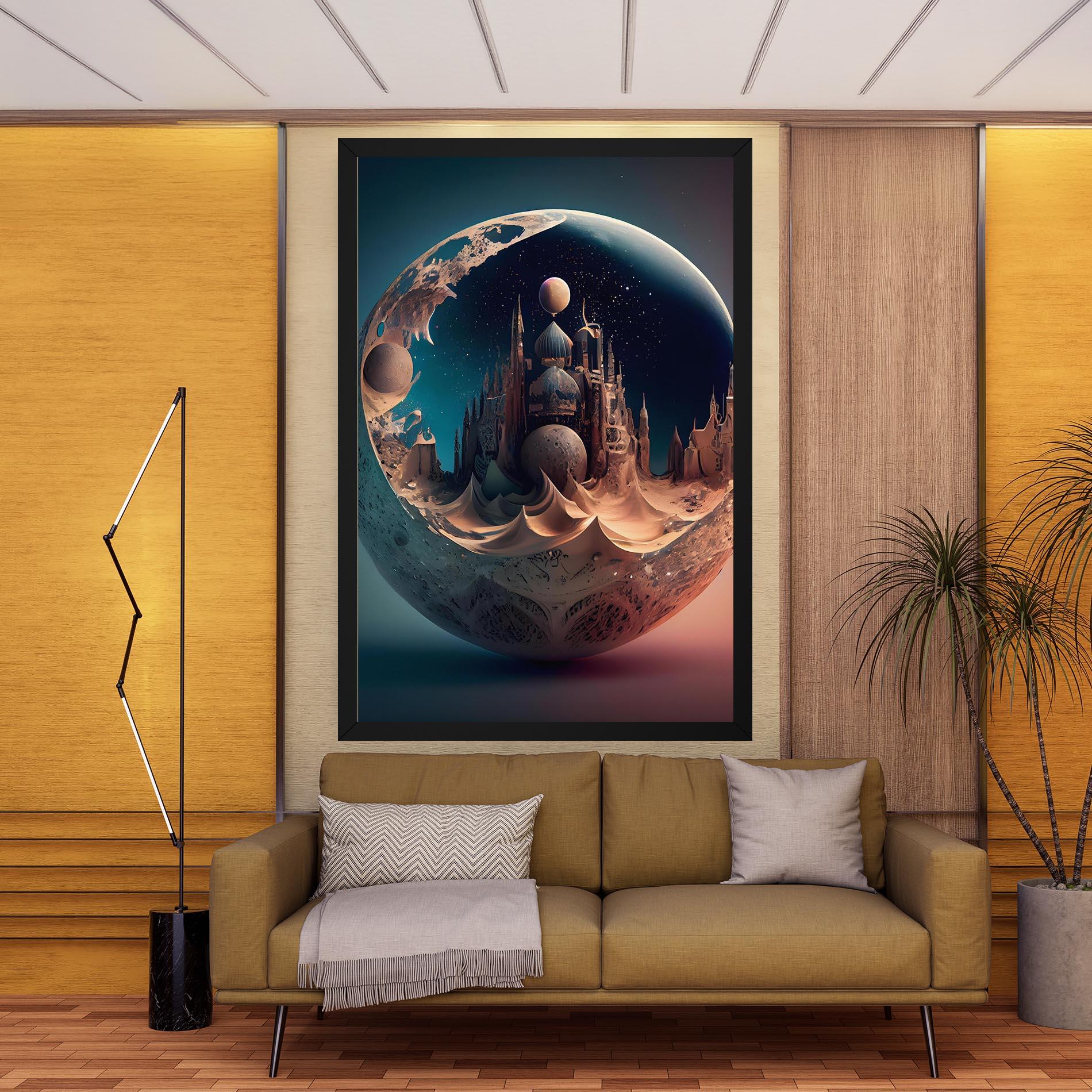 Картина на платно Fantasy Planet Castle mockup 9