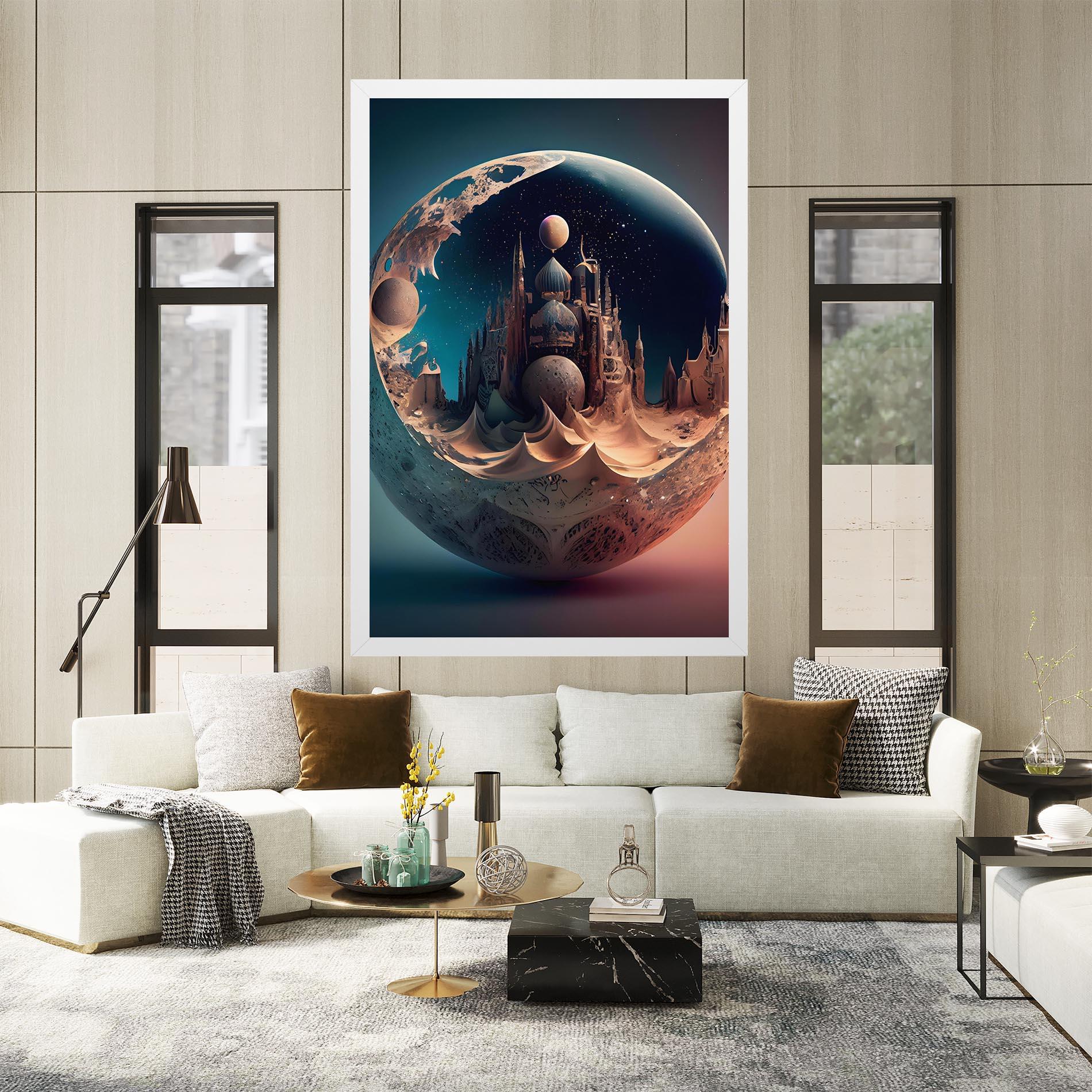 Картина на платно Fantasy Planet Castle mockup 2