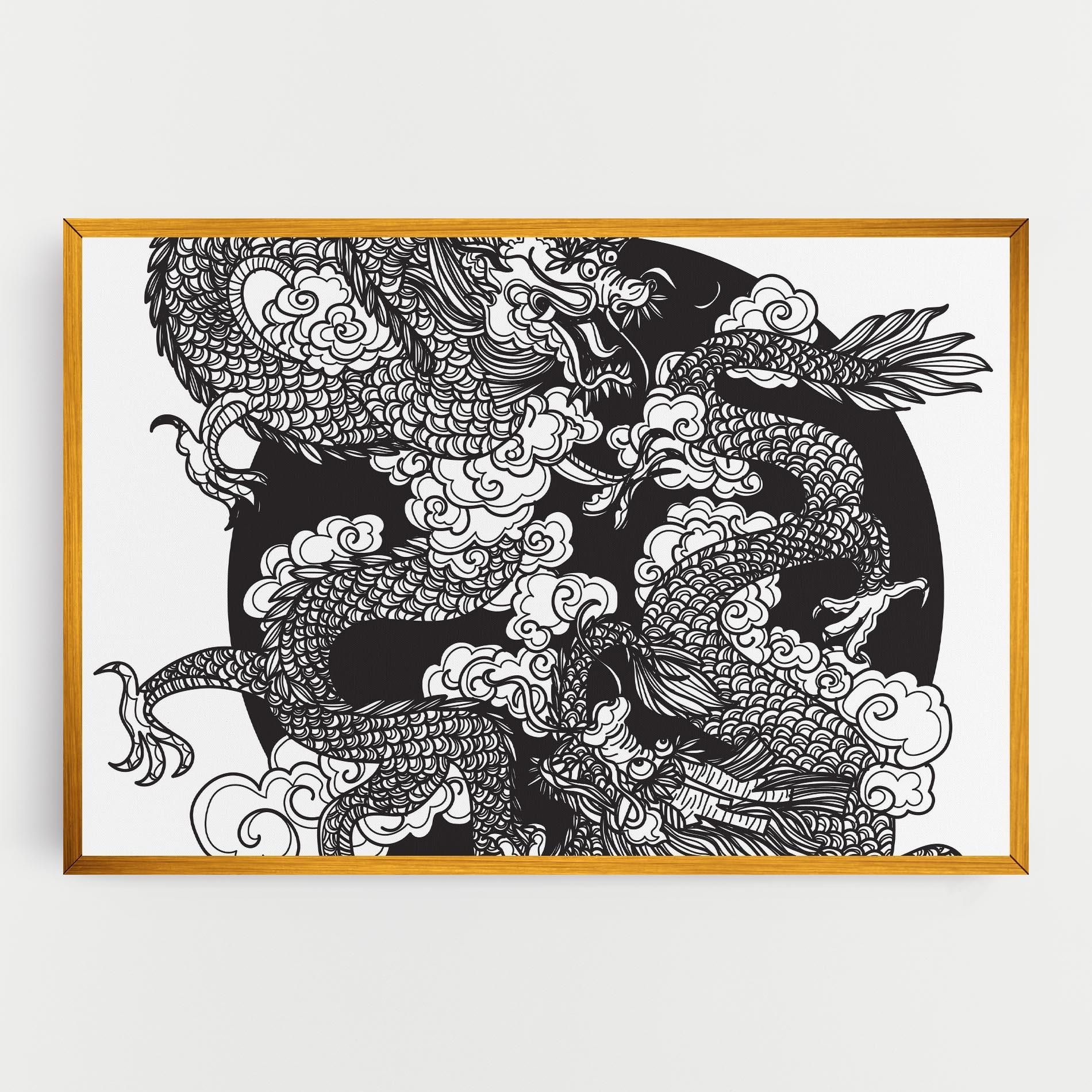 Картина на платно Grey Moon Dragon mockup 0