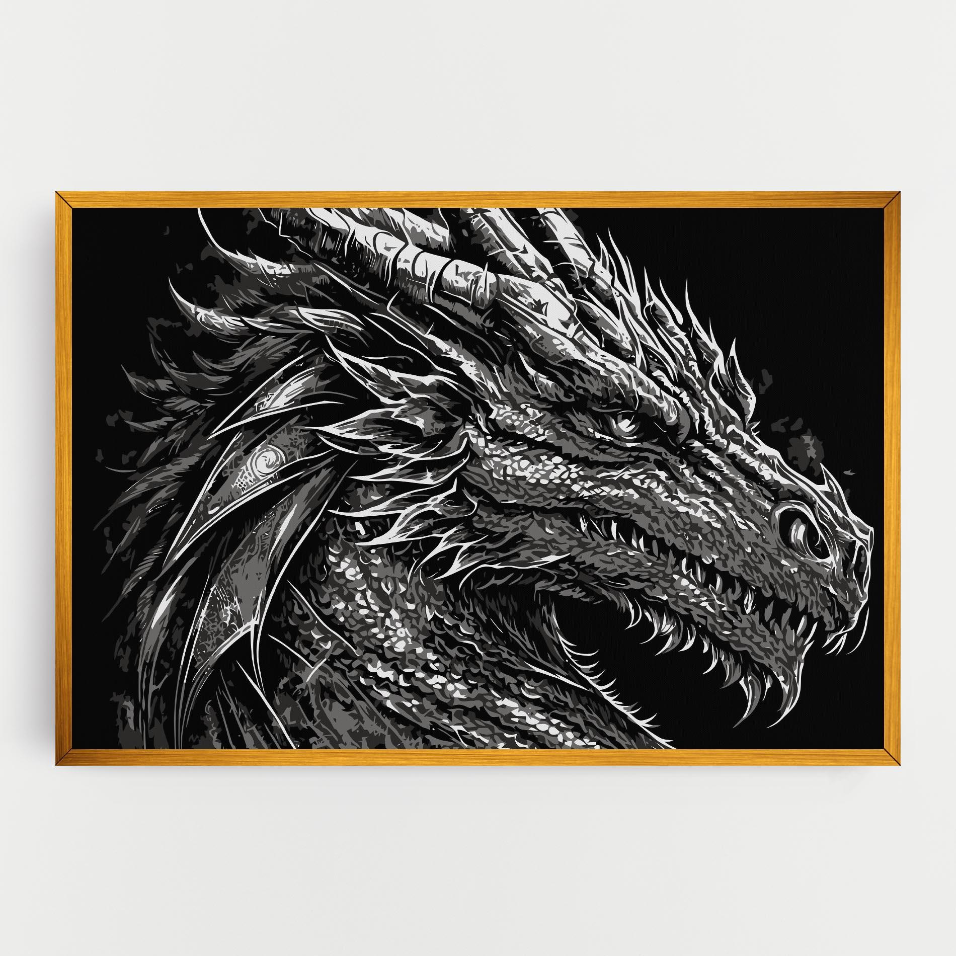 Картина на платно Grey White Dragon mockup 0