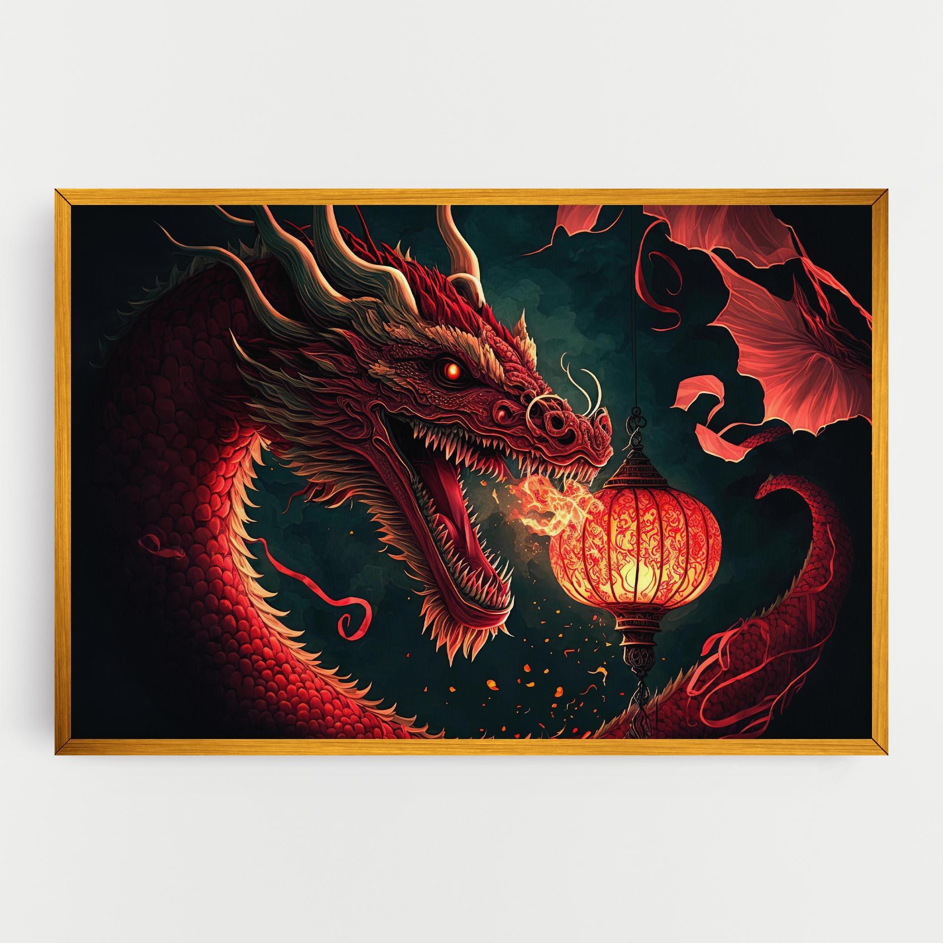 Картина на платно Red Fire Dragon mockup 0