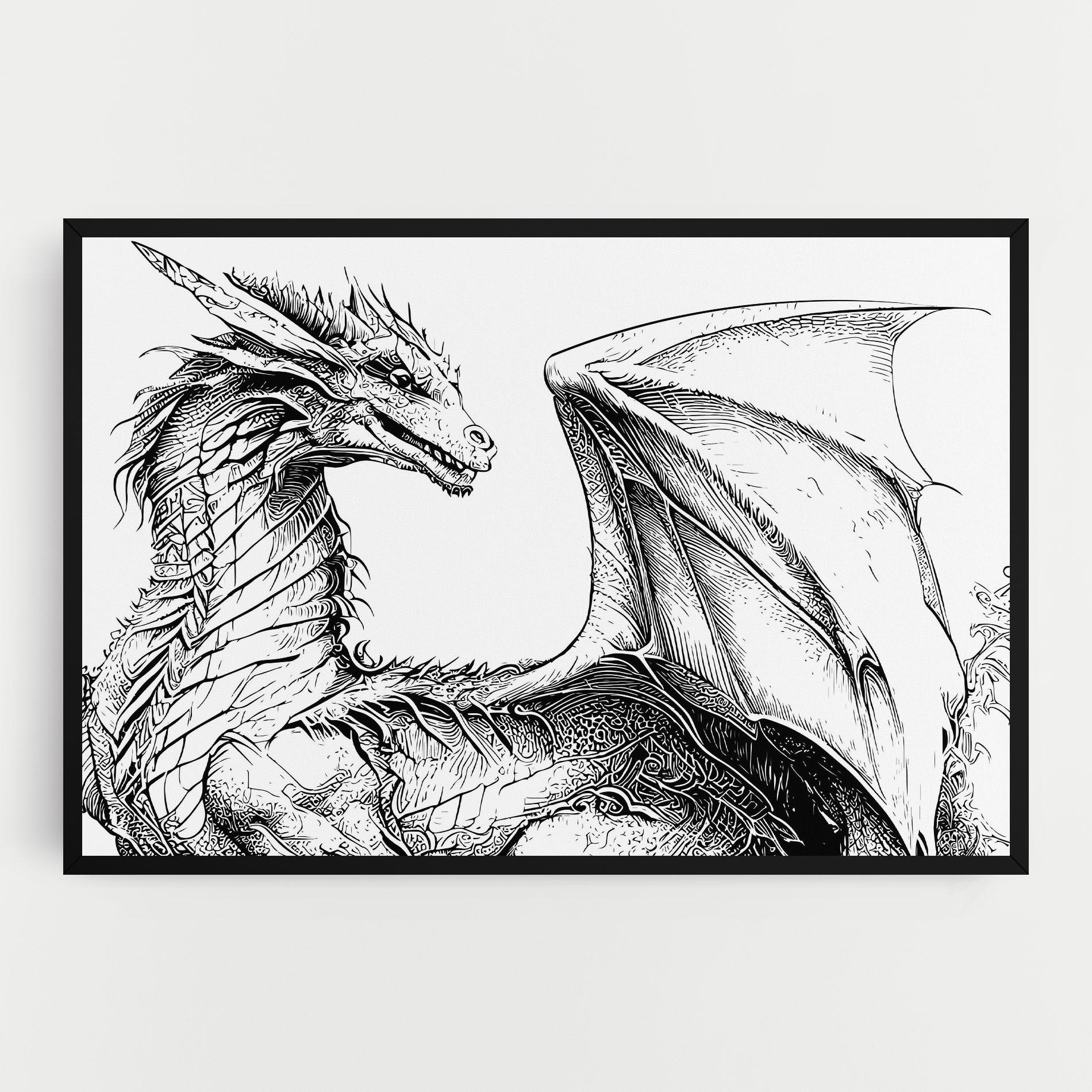 Картина на платно Dragon Sketch mockup 0