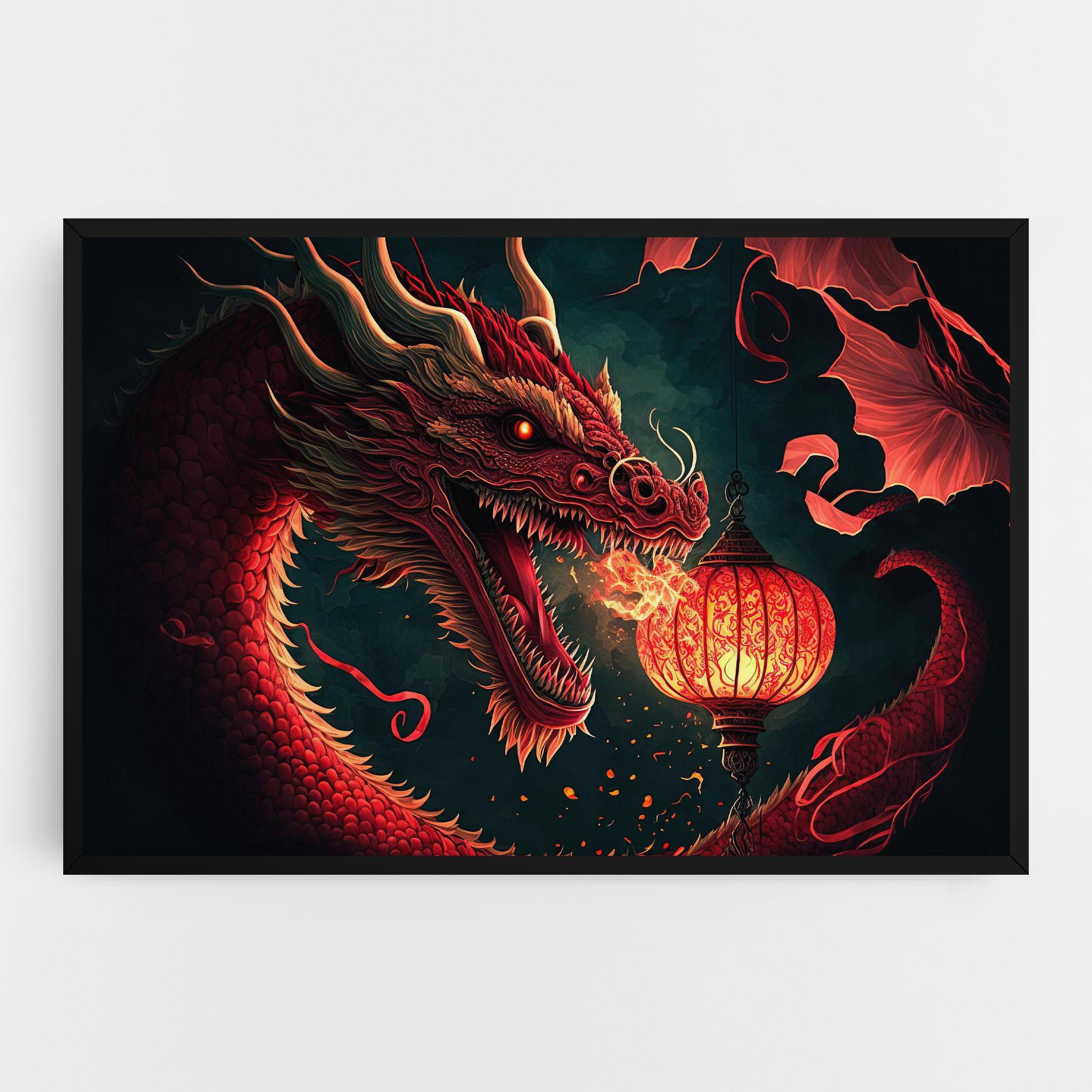 Картина на платно Red Fire Dragon mockup 0