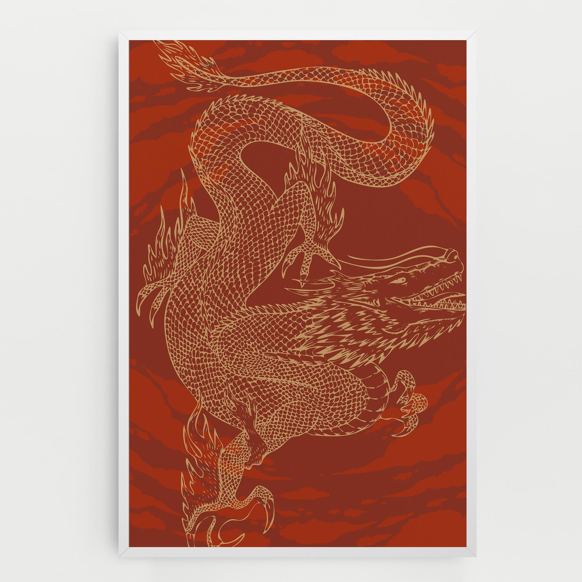 Картина на платно Chinese Dragon Red mockup 0