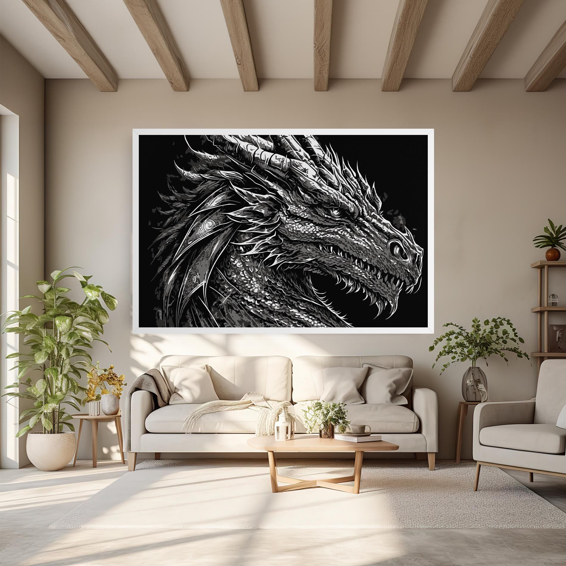 Grey White Dragon mockup 6