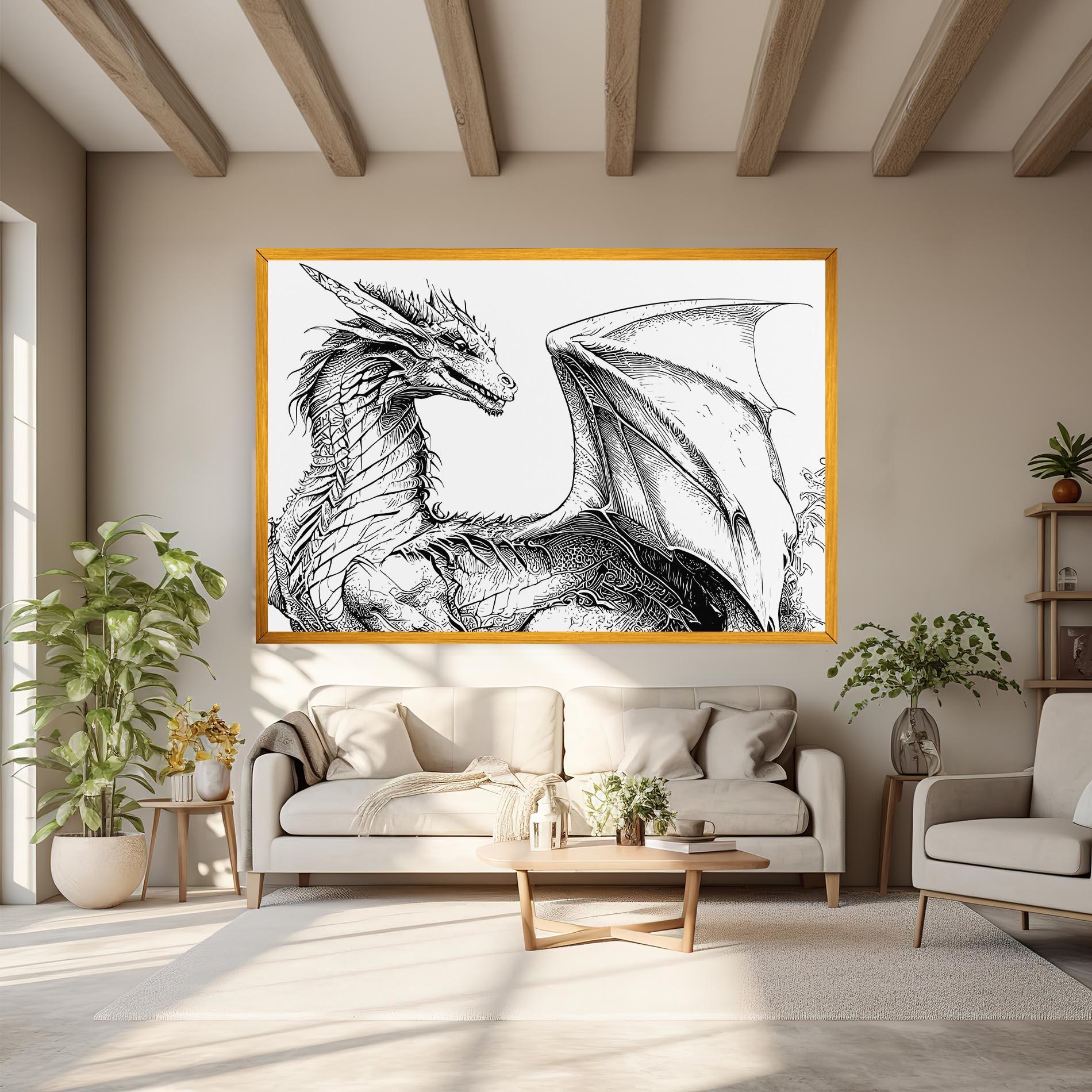 Картина на платно Dragon Sketch mockup 6
