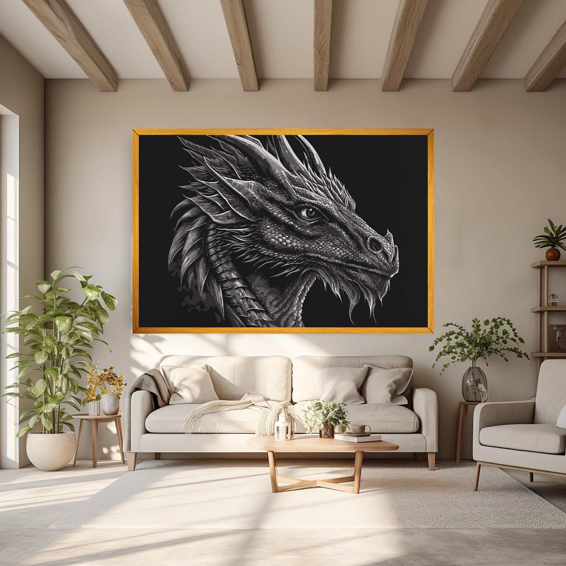 Картина на платно Grey Dragon mockup 6